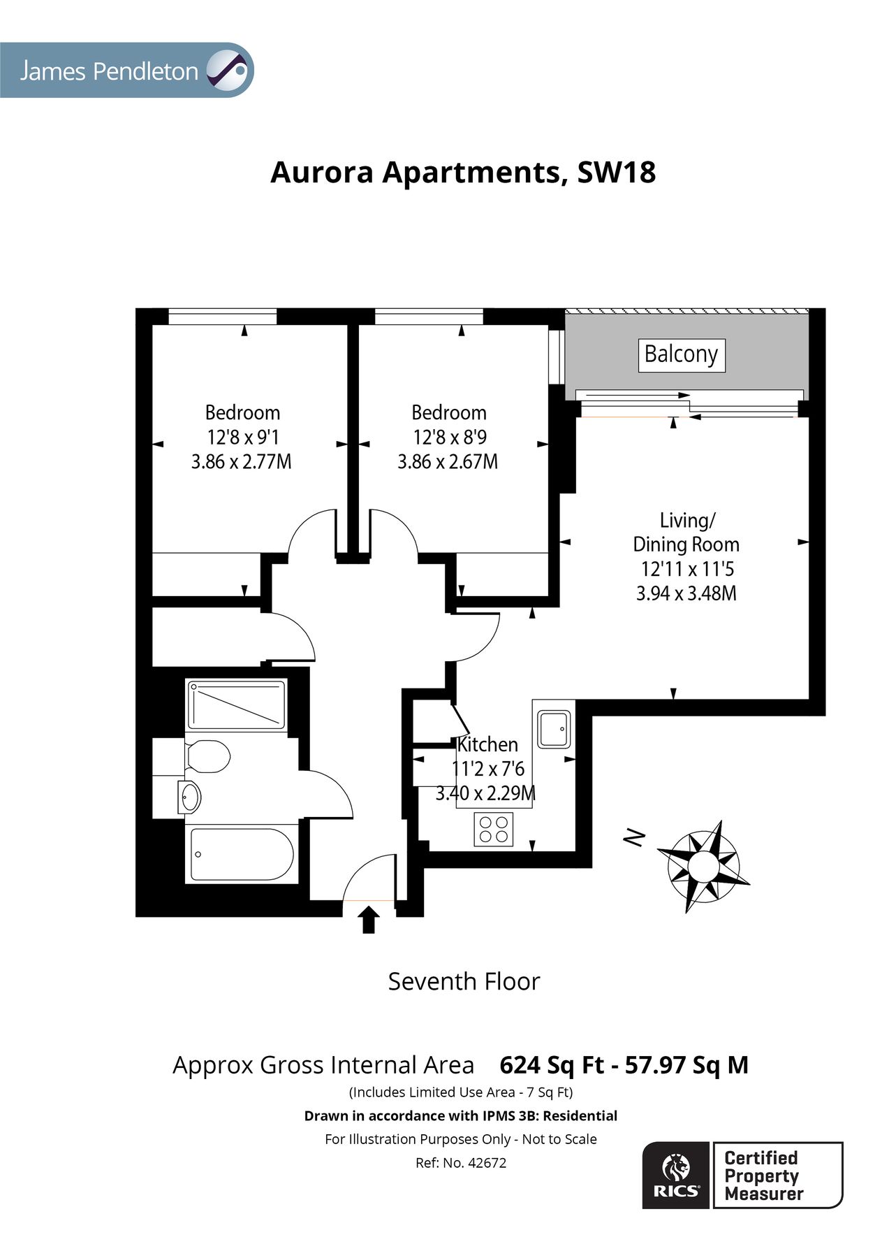 2 bed flat to rent in Aurora Apartments, 10 Buckhold Road, Wandsworth