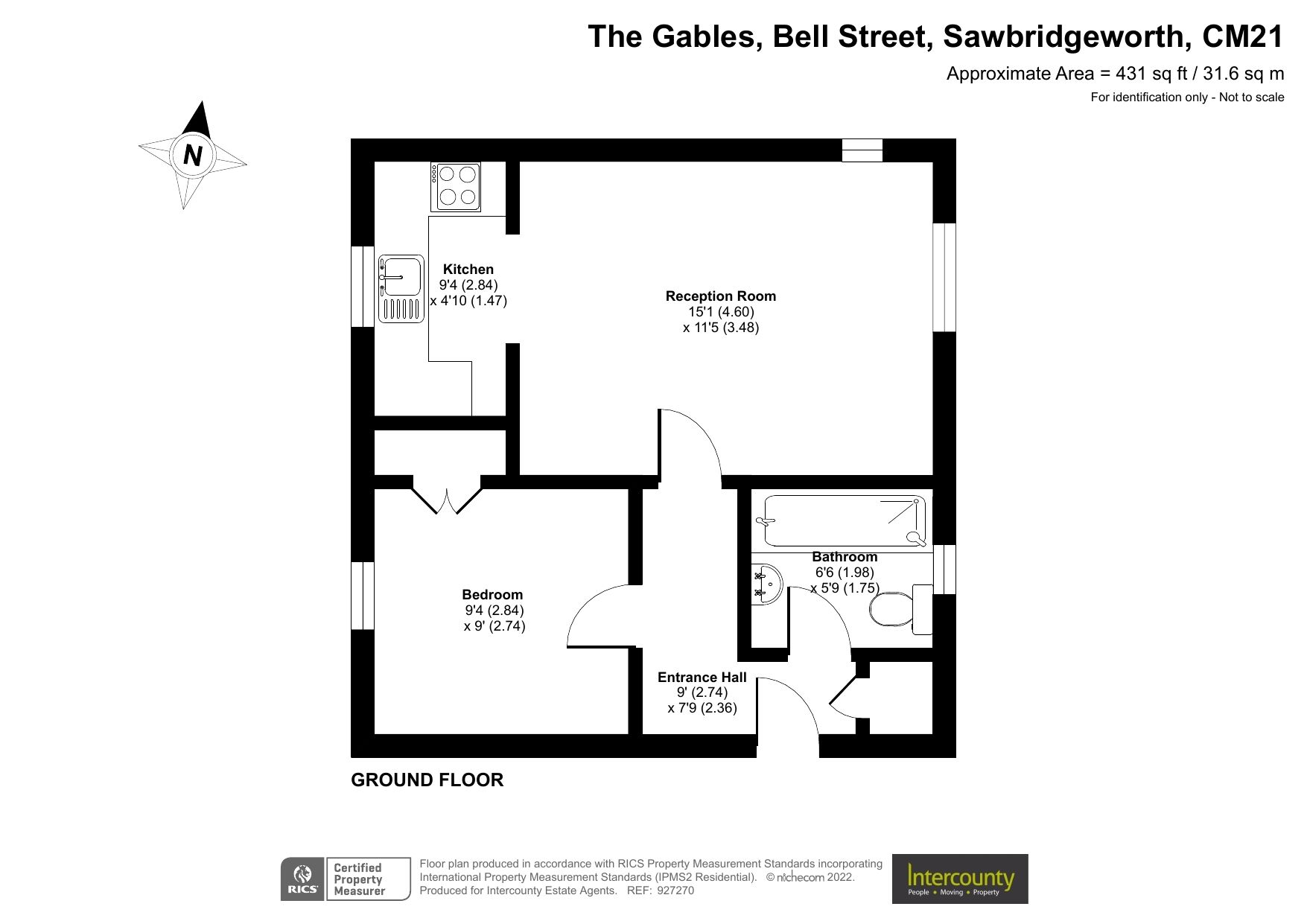 1 bed flat for sale in The Gables, Bell Street, Sawbridgeworth