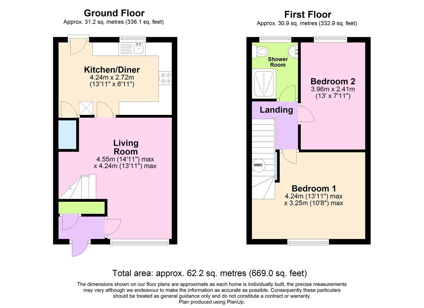 2 bed terraced house for sale in Portchester Close, Park Farm