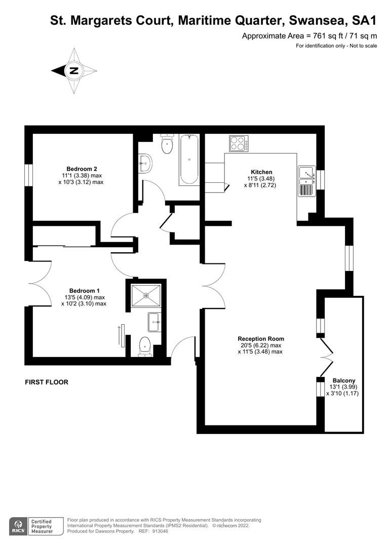 2 bed flat for sale in St Margarets Court, Maritime Quarter, Swansea