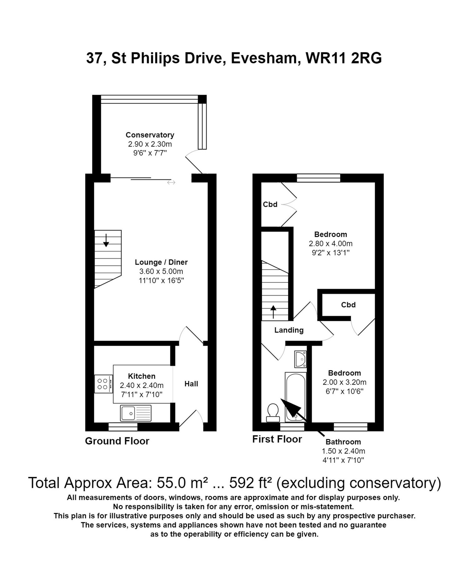 2 bed end terrace house for sale in St. Philips Drive, Evesham WR11