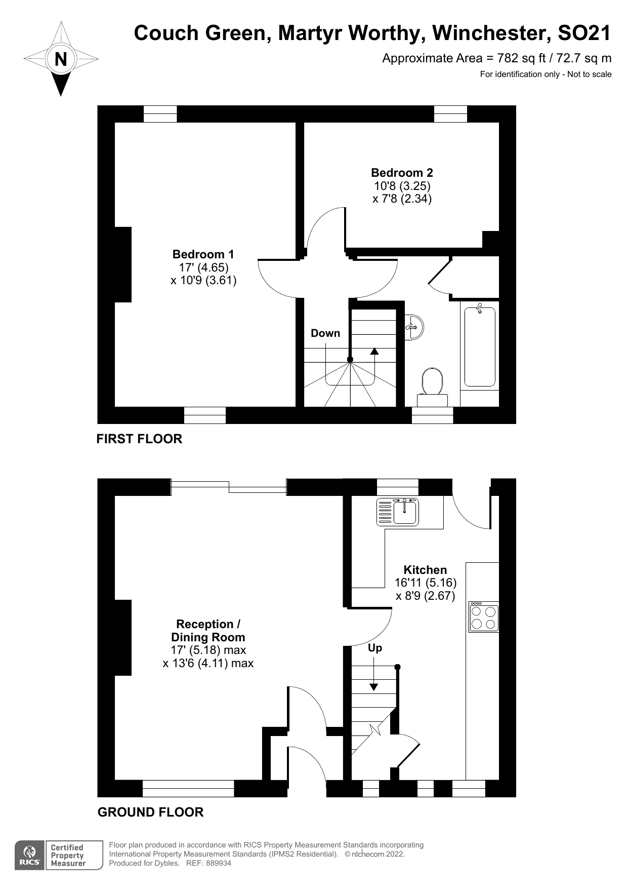 2 bed terraced house for sale in Couch Green, Martyr Worthy, Winchester