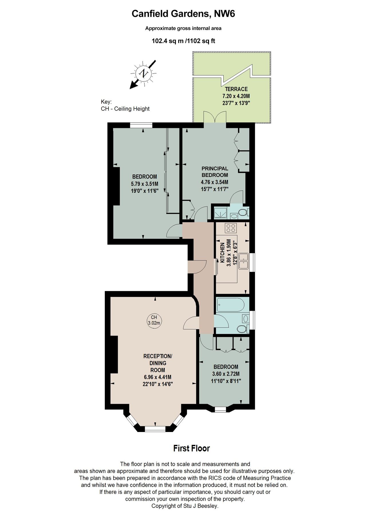 3 bed flat for sale in Canfield Gardens, South Hampstead, London NW6