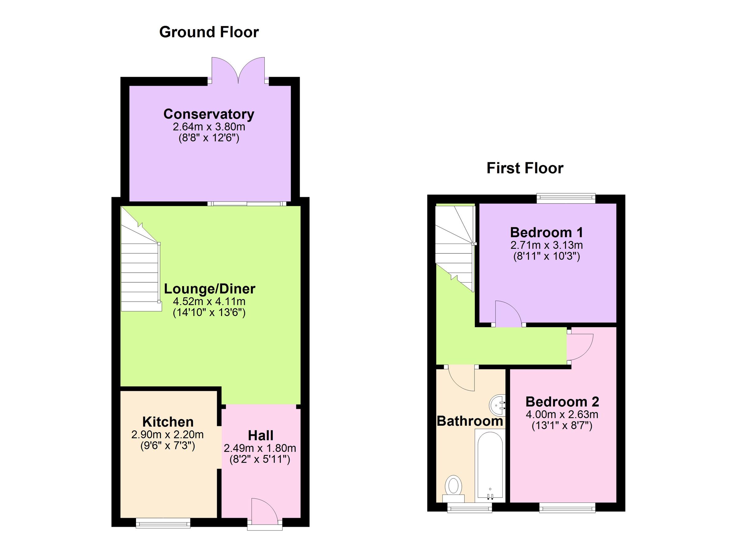 2 bed terraced house to rent in Hollingbourne Crescent, Crawley RH11