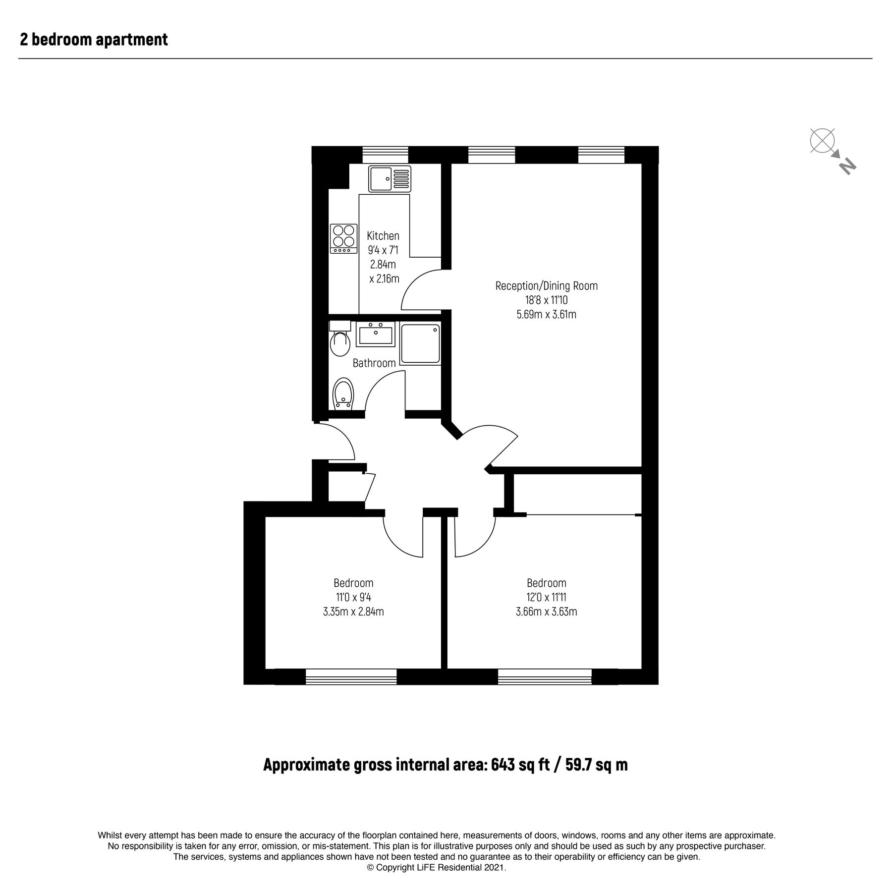 2 bed flat to rent in Rosewood House, 3539 Vauxhall Grove, London SW8