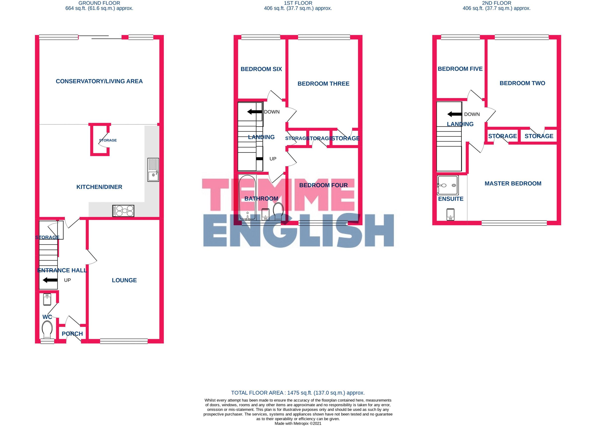 6 bed terraced house for sale in Little Lullaway, Laindon, Basildon