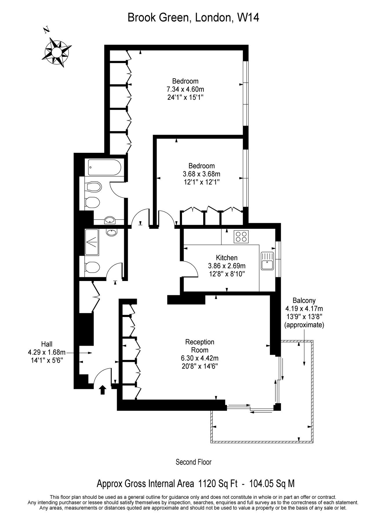 2 bed flat for sale in Sandringham House, Windsor Way, Brook Green W14