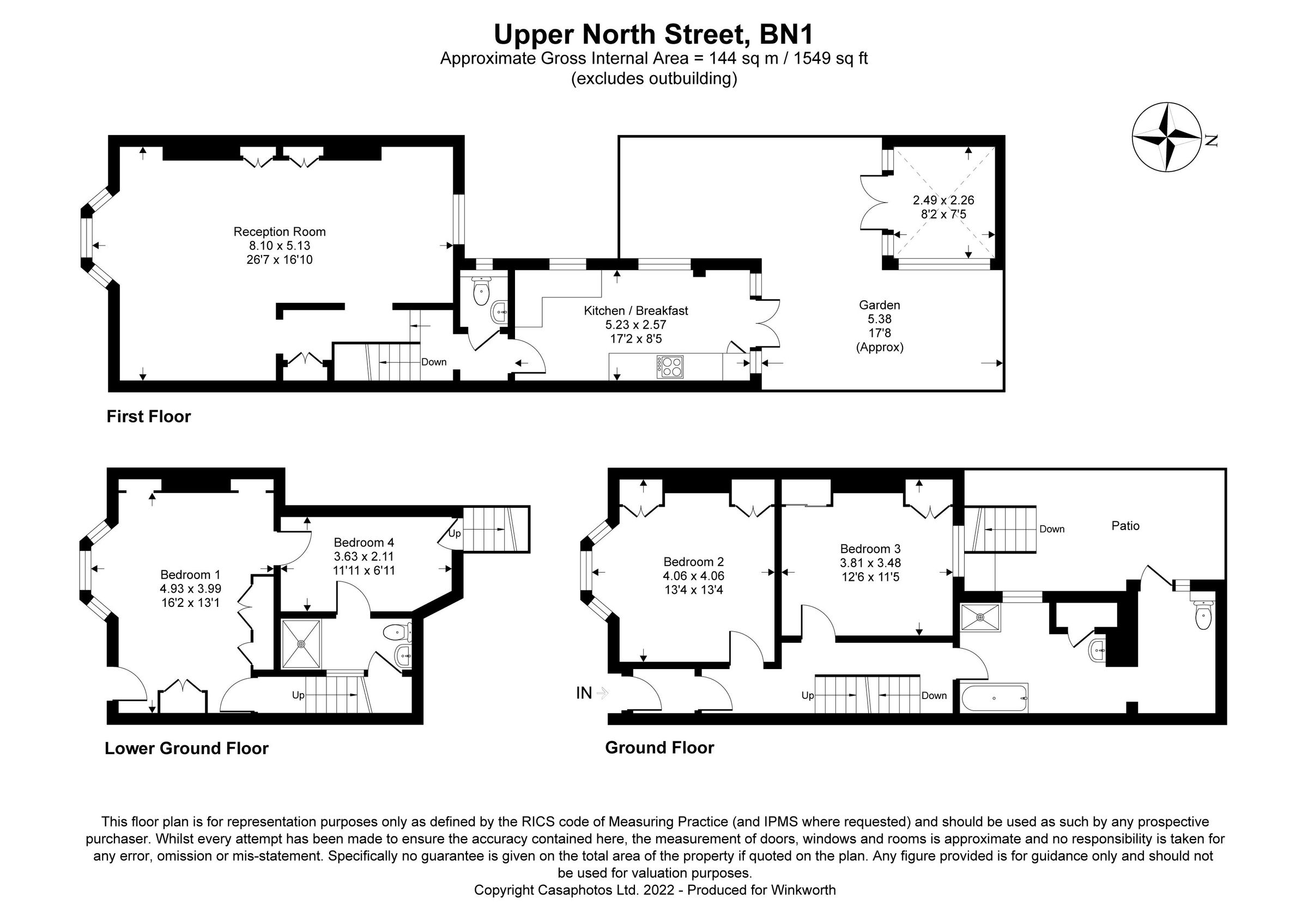 4 bed terraced house for sale in Upper North Street, Brighton, East