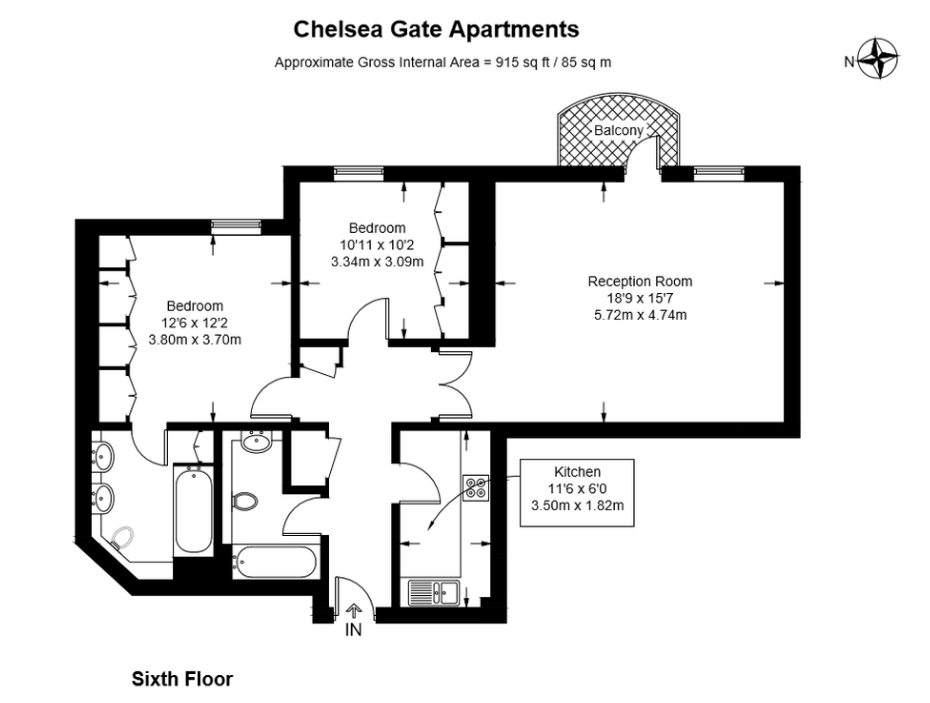 2 bed flat to rent in Chelsea Gate Apartments, Ebury Bridge Road