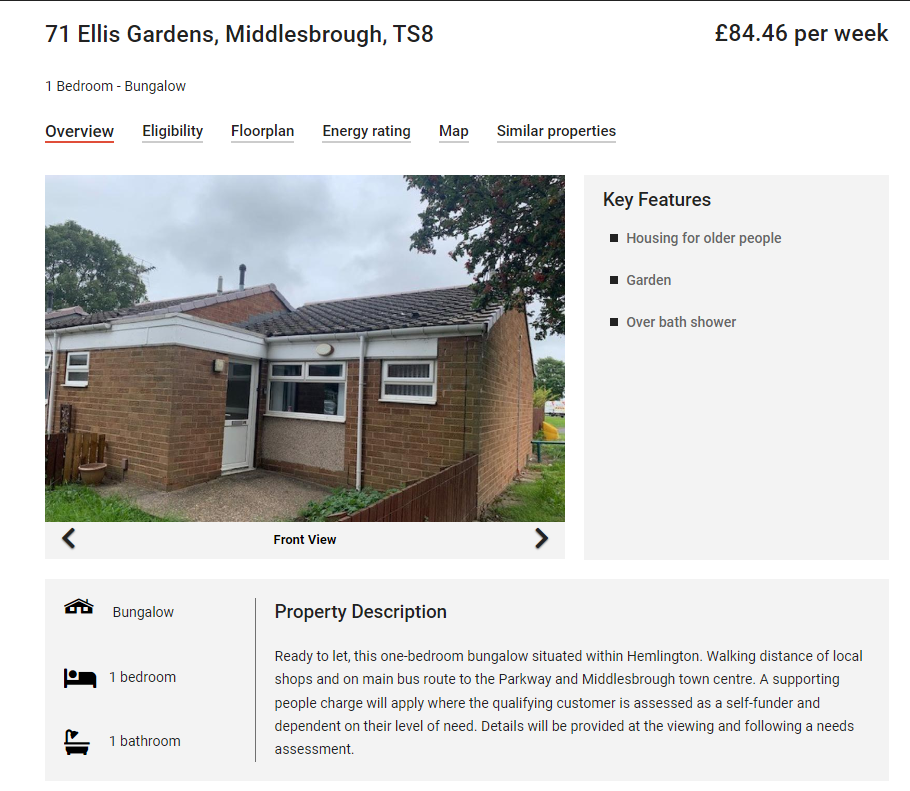 1 bed bungalow to rent in Ellis Gardens, Hemlington, Middlesbrough TS8