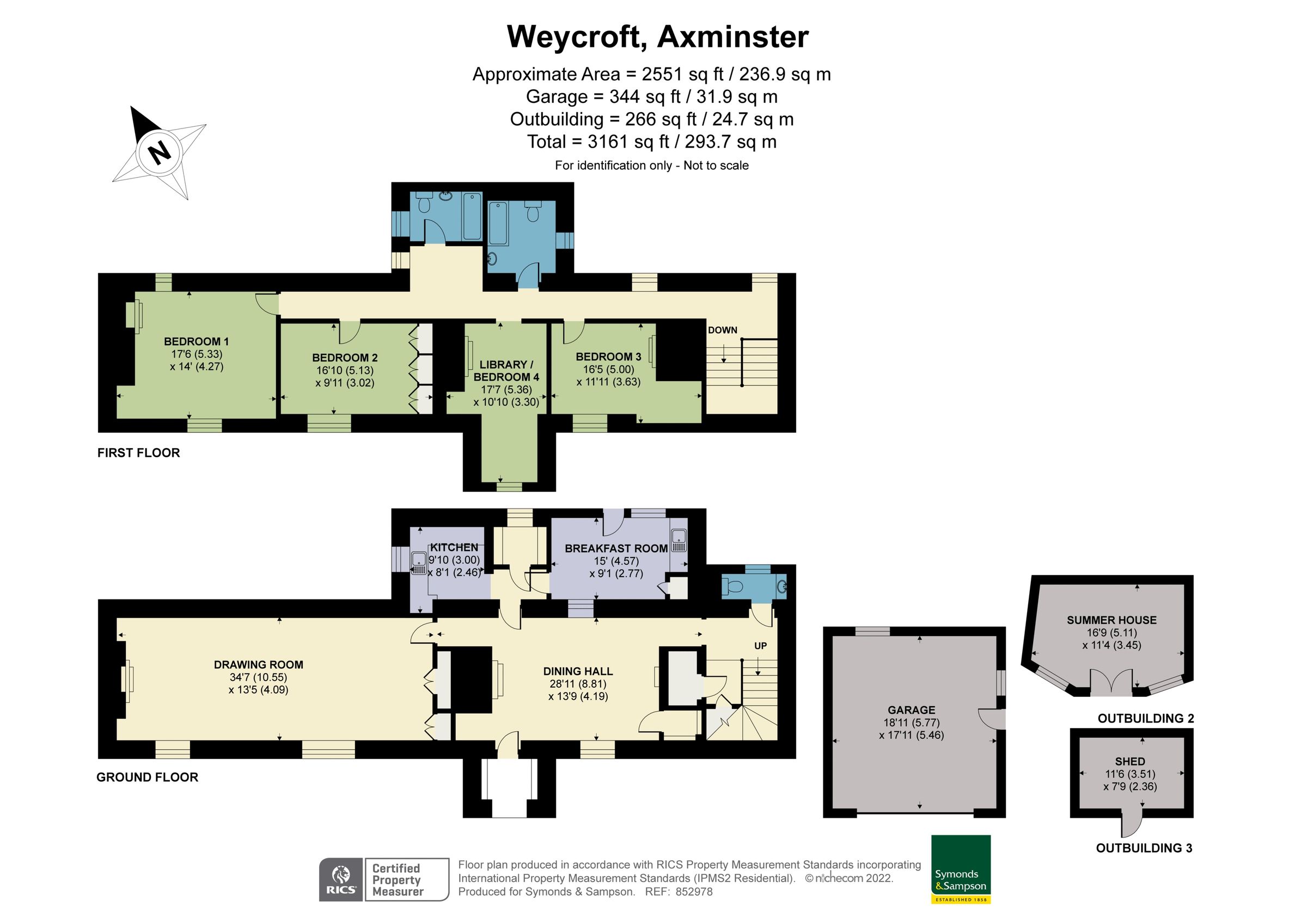 4 bed semidetached house for sale in Weycroft, Axminster, Devon EX13