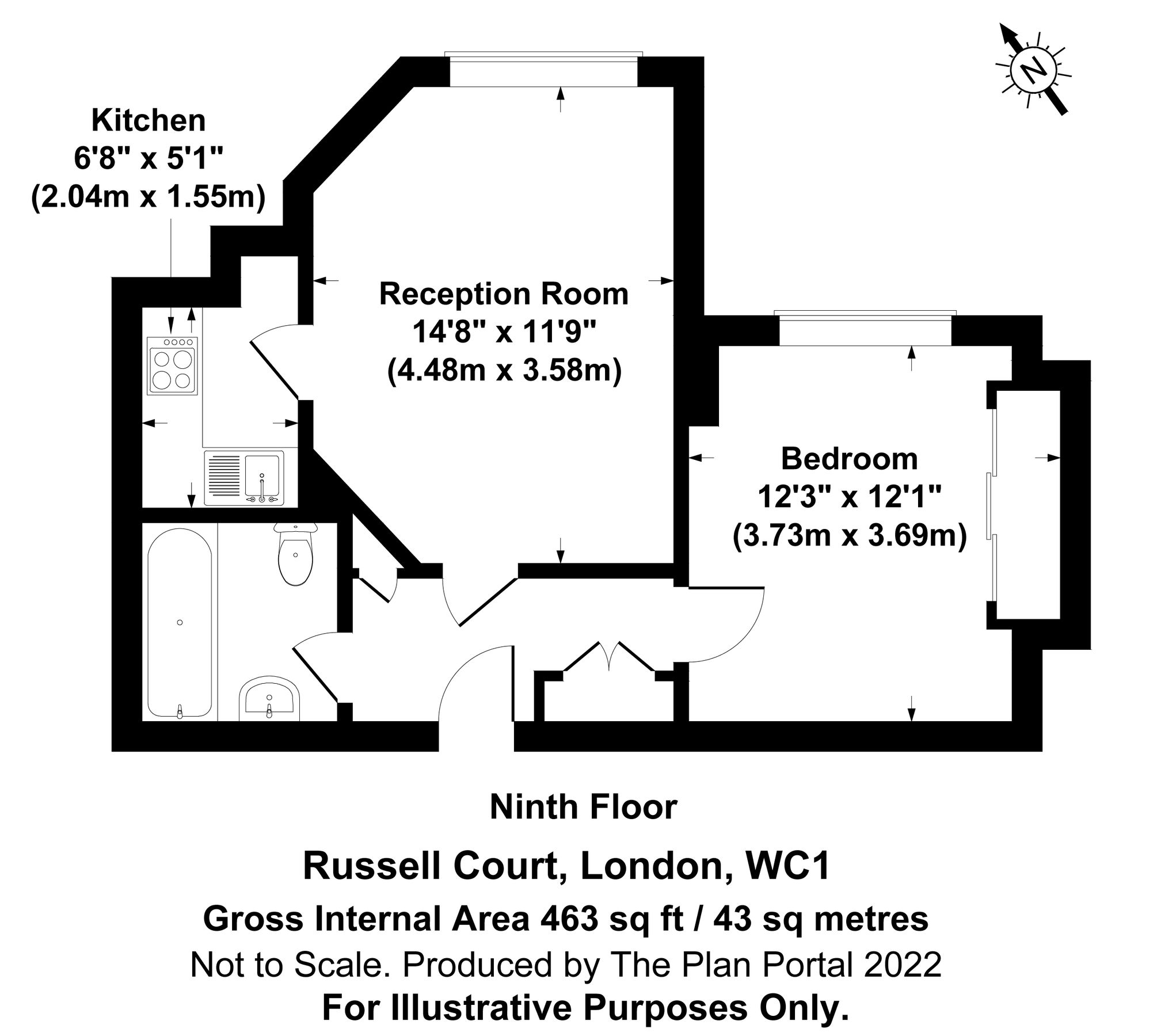 1 bed flat for sale in Russell Court, Woburn Place, Woburn Place WC1H