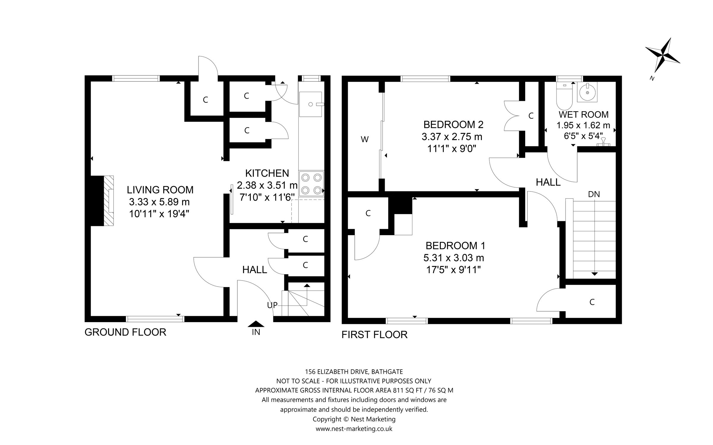 2 bed terraced house for sale in 156 Elizabeth Drive, Boghall, Bathgate