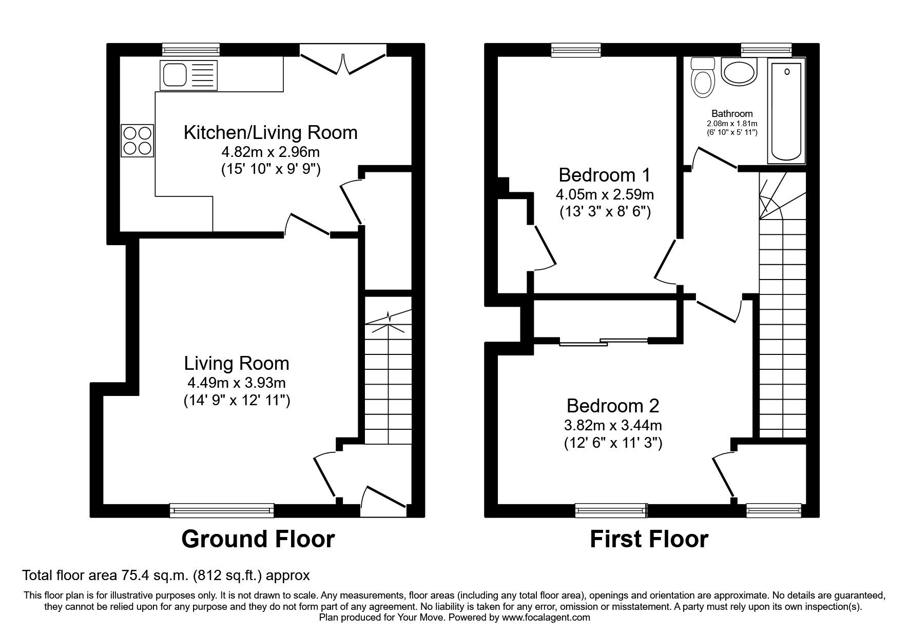2 bed terraced house for sale in Whitecraig Crescent, Whitecraig