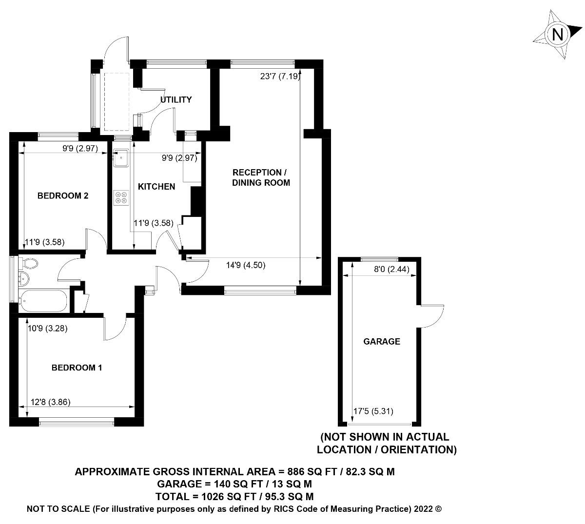 2 bed semidetached bungalow for sale in North Road, Clanfield