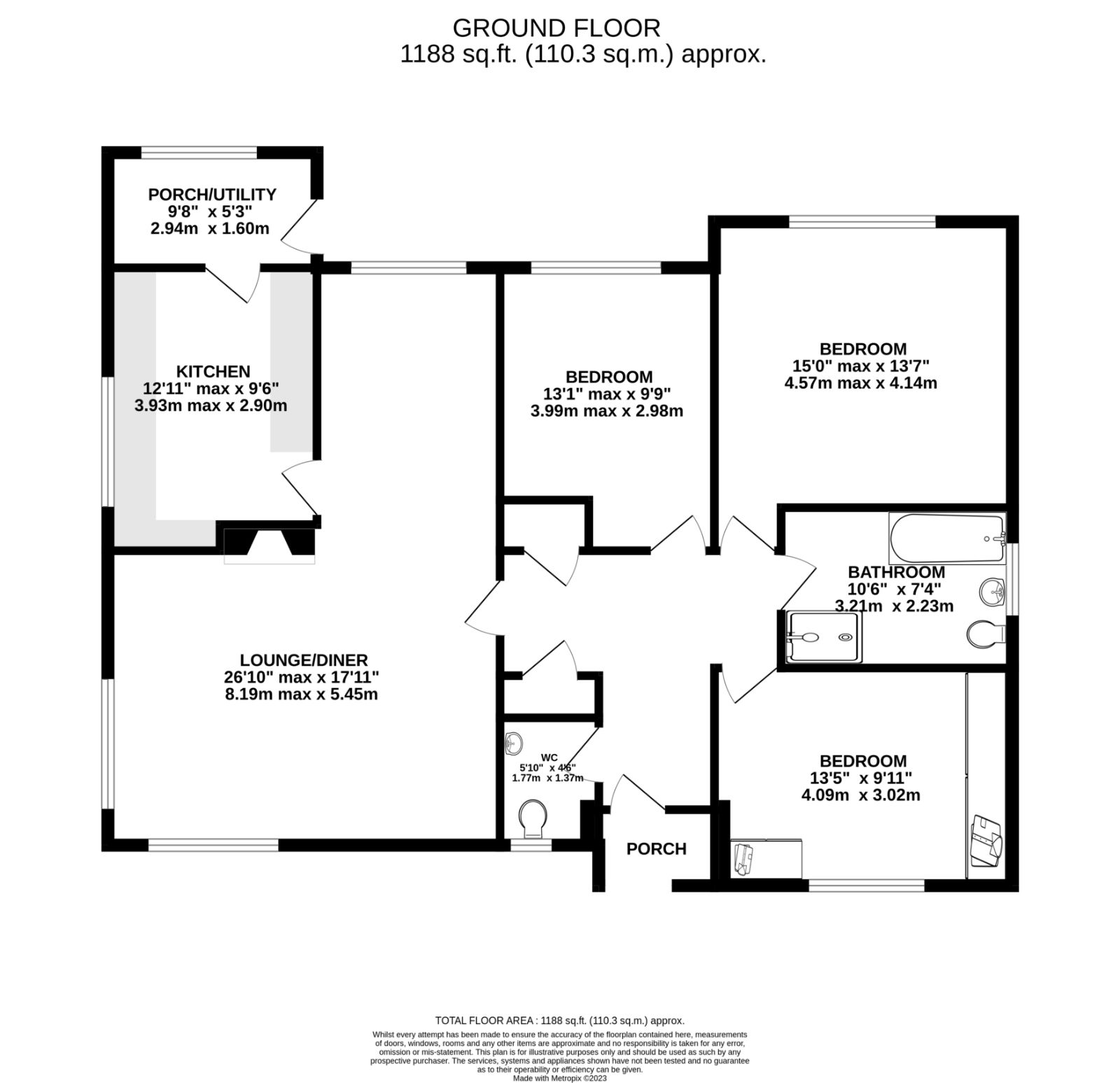 3 bed bungalow for sale in The Meadows, North Road, Horsforth, Leeds
