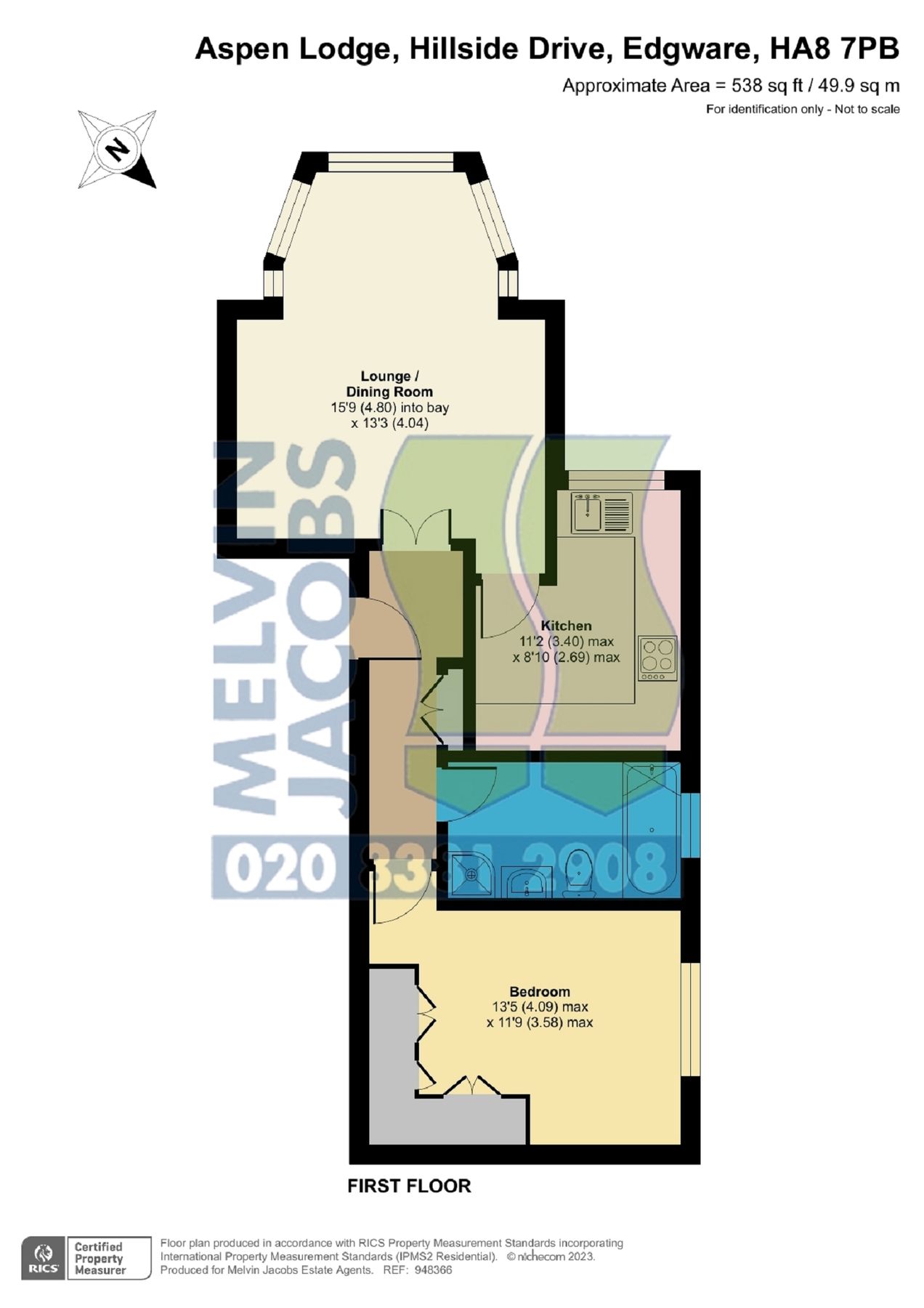 1 bed flat for sale in Aspen Lodge, 35 Hillside Drive, Edgware, Middx