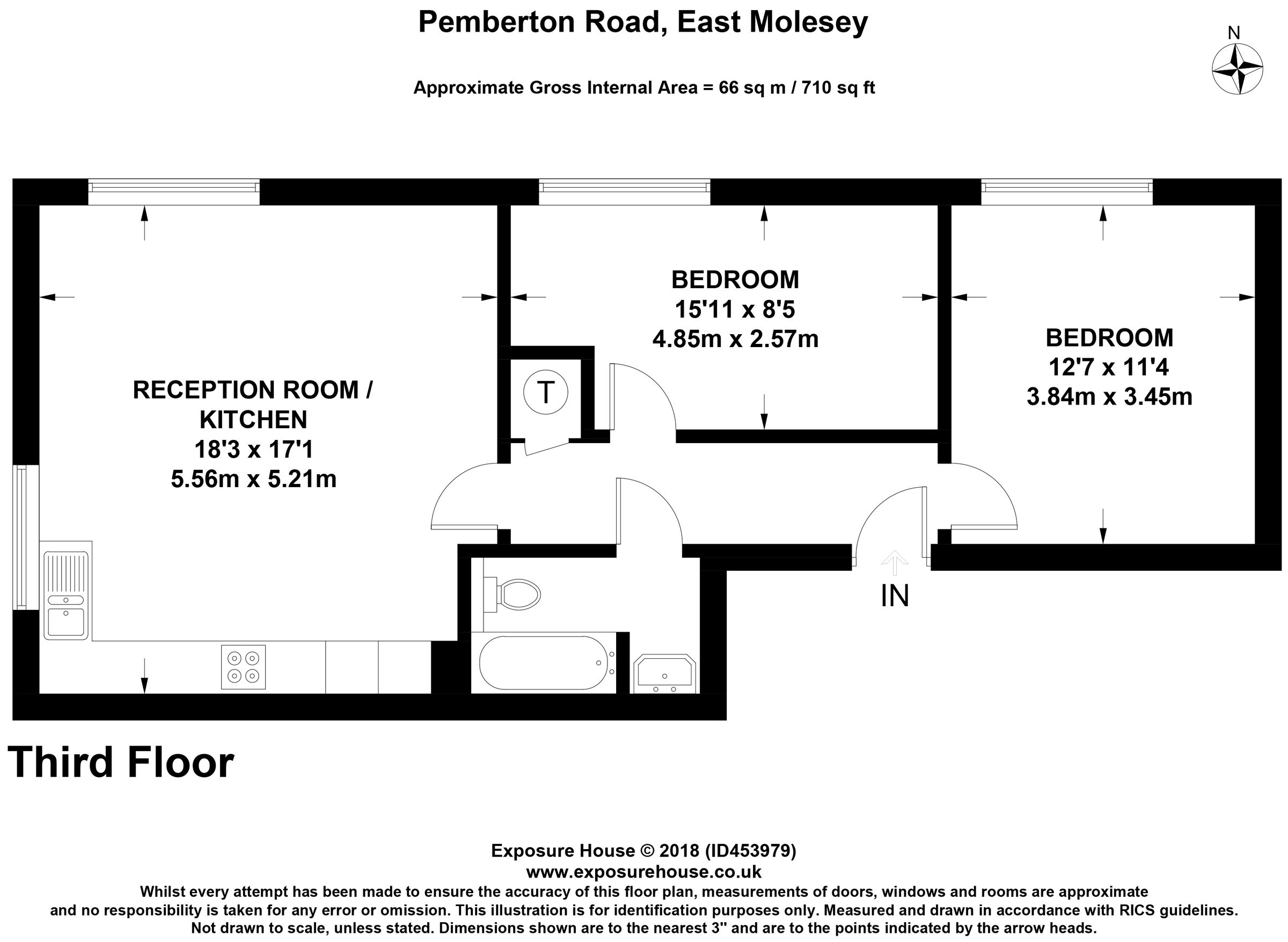 2 bed flat for sale in Kinsheron Place, 2 Pemberton Road, East Molesey