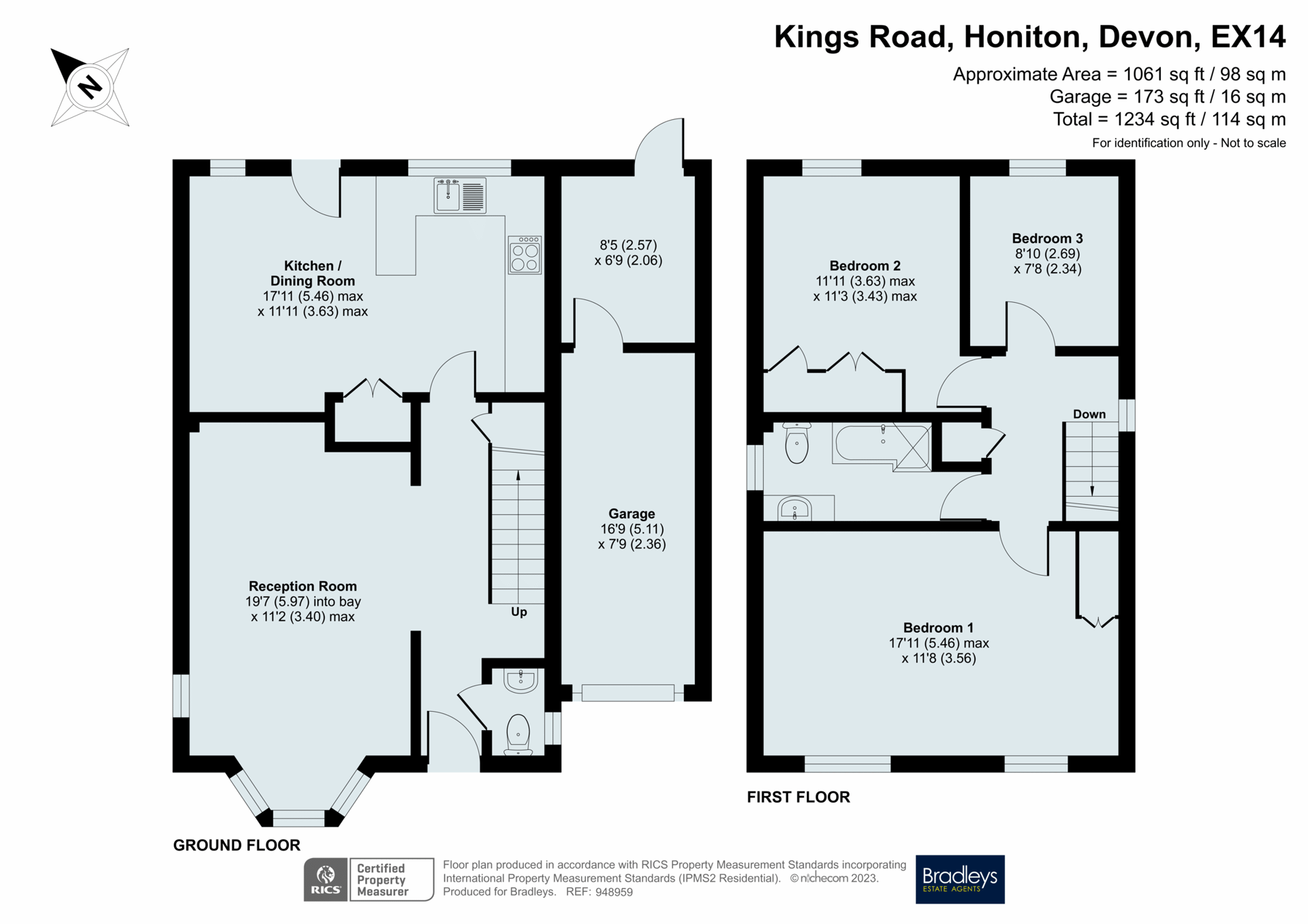 3 bed linkdetached house for sale in Kings Road, Honiton, Devon EX14