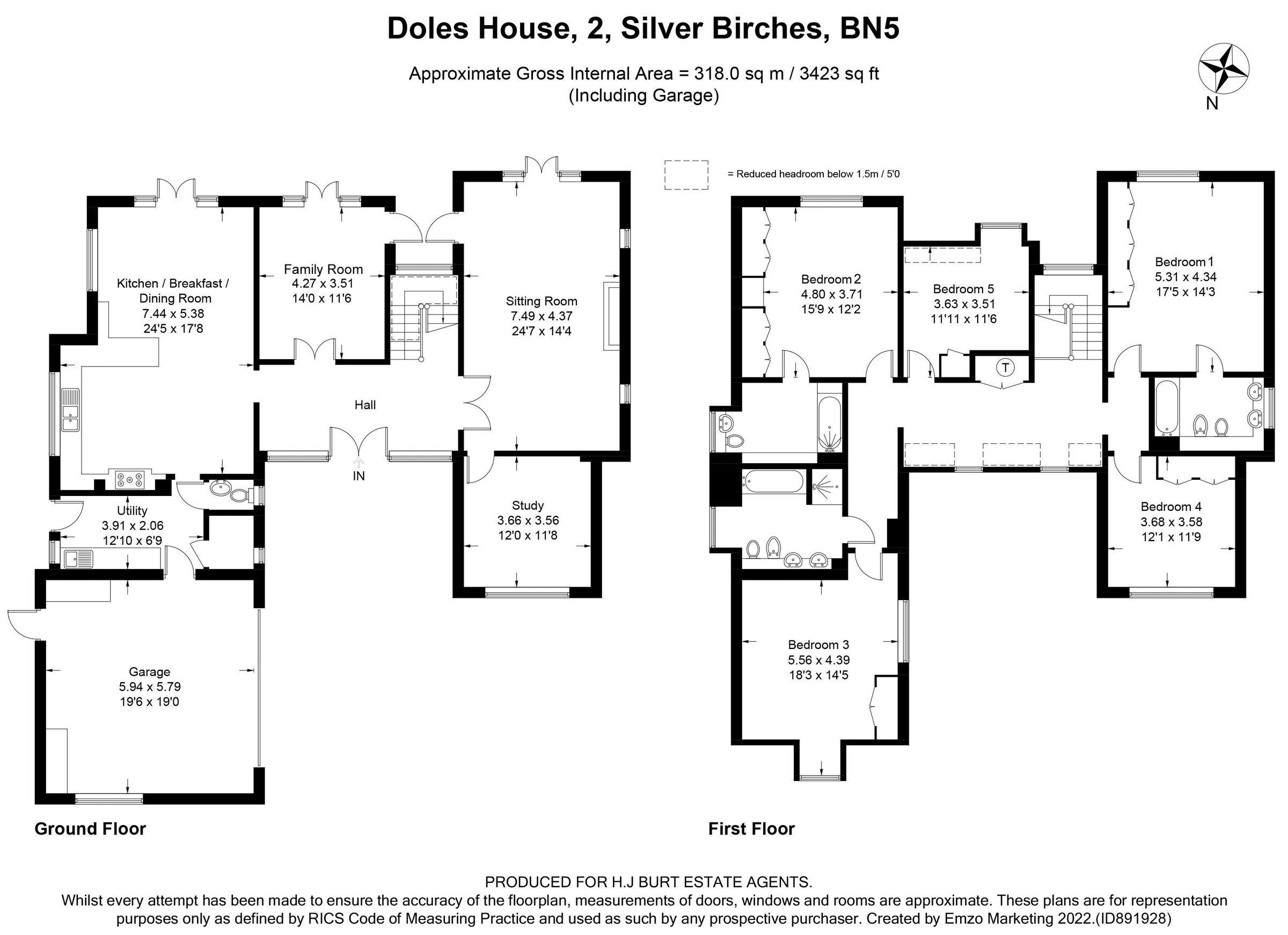 5 bed detached house for sale in Silver Birches, Small Dole, Henfield