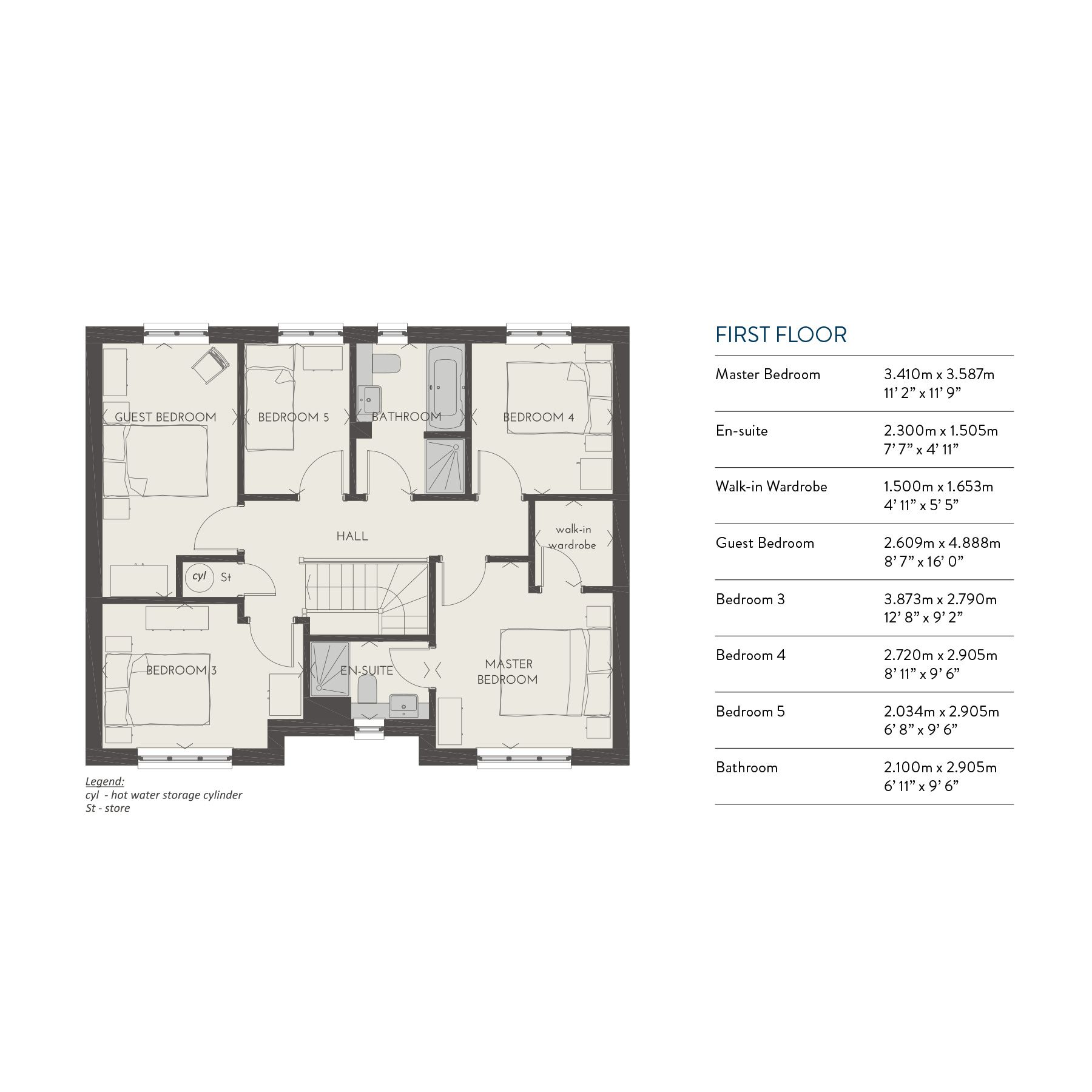 New home, 5 bed detached house for sale in "Kingsley" at Hunter's