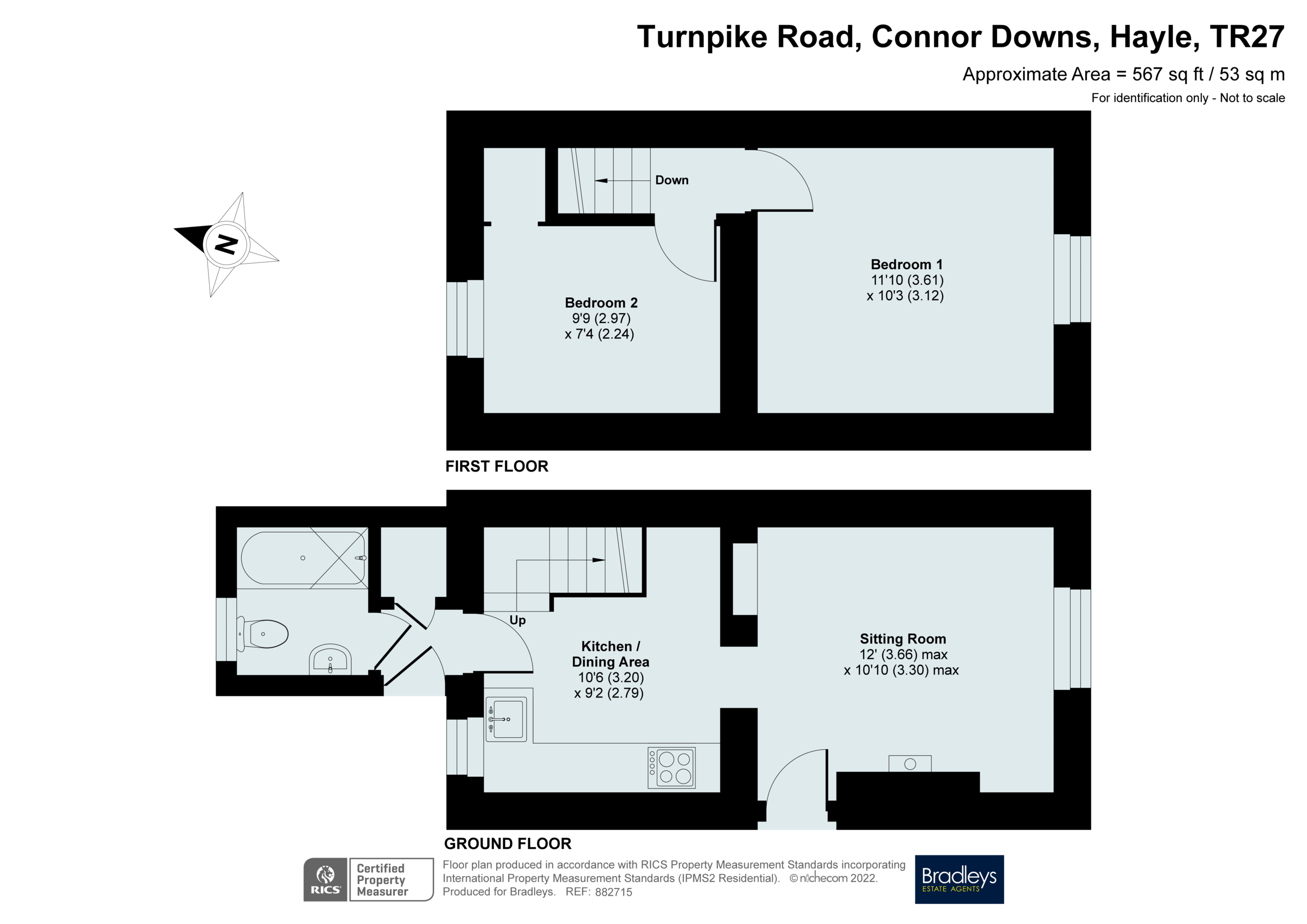 2 bed terraced house for sale in Turnpike Road, Connor Downs, Hayle