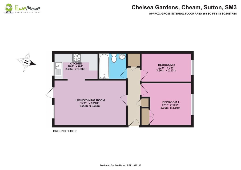2 bed flat for sale in Chelsea Gardens, North Cheam, Sutton SM3 Zoopla
