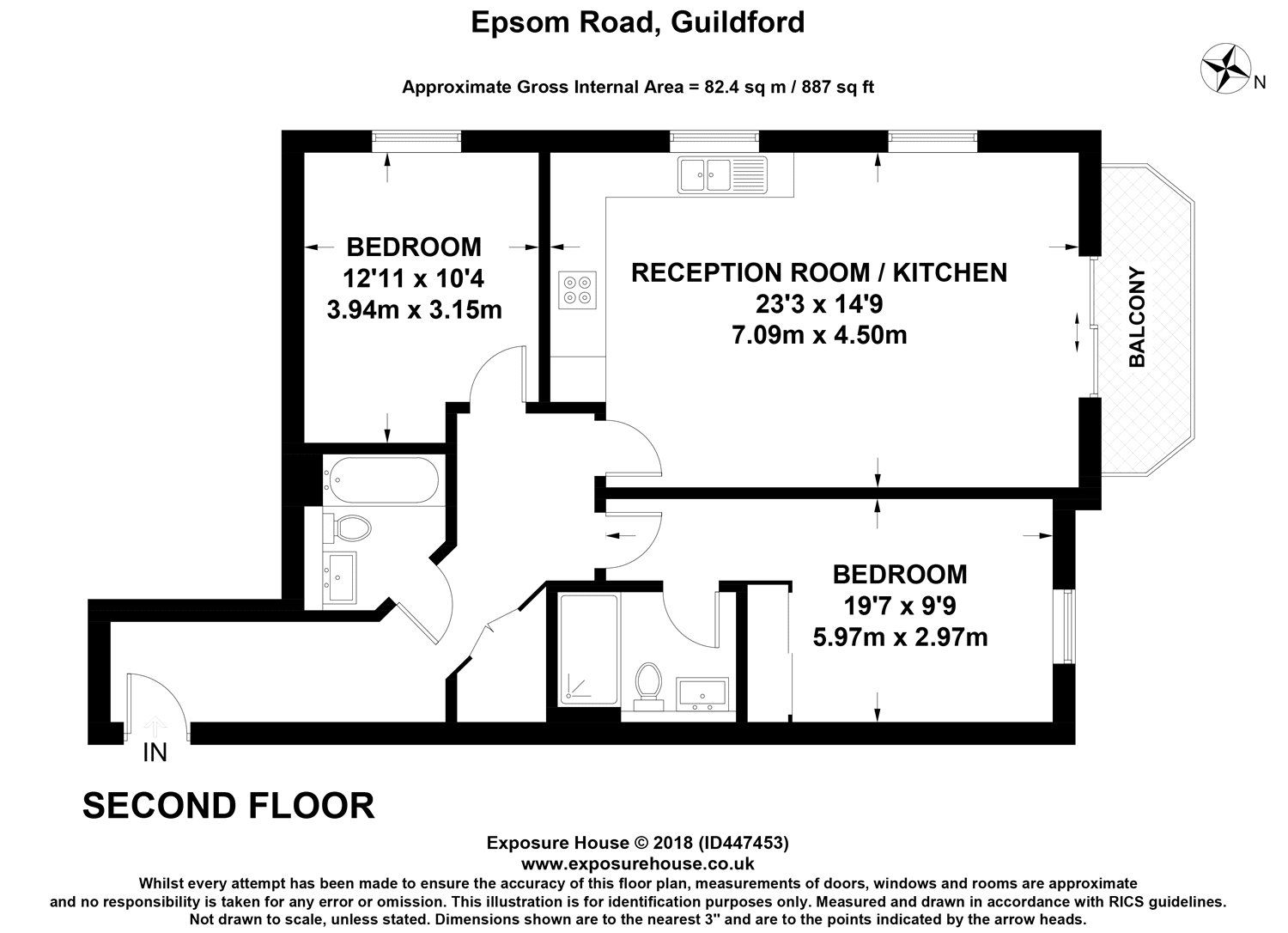 2 bed flat to rent in Albury Place, 80 Epsom Road, Guildford, Surrey
