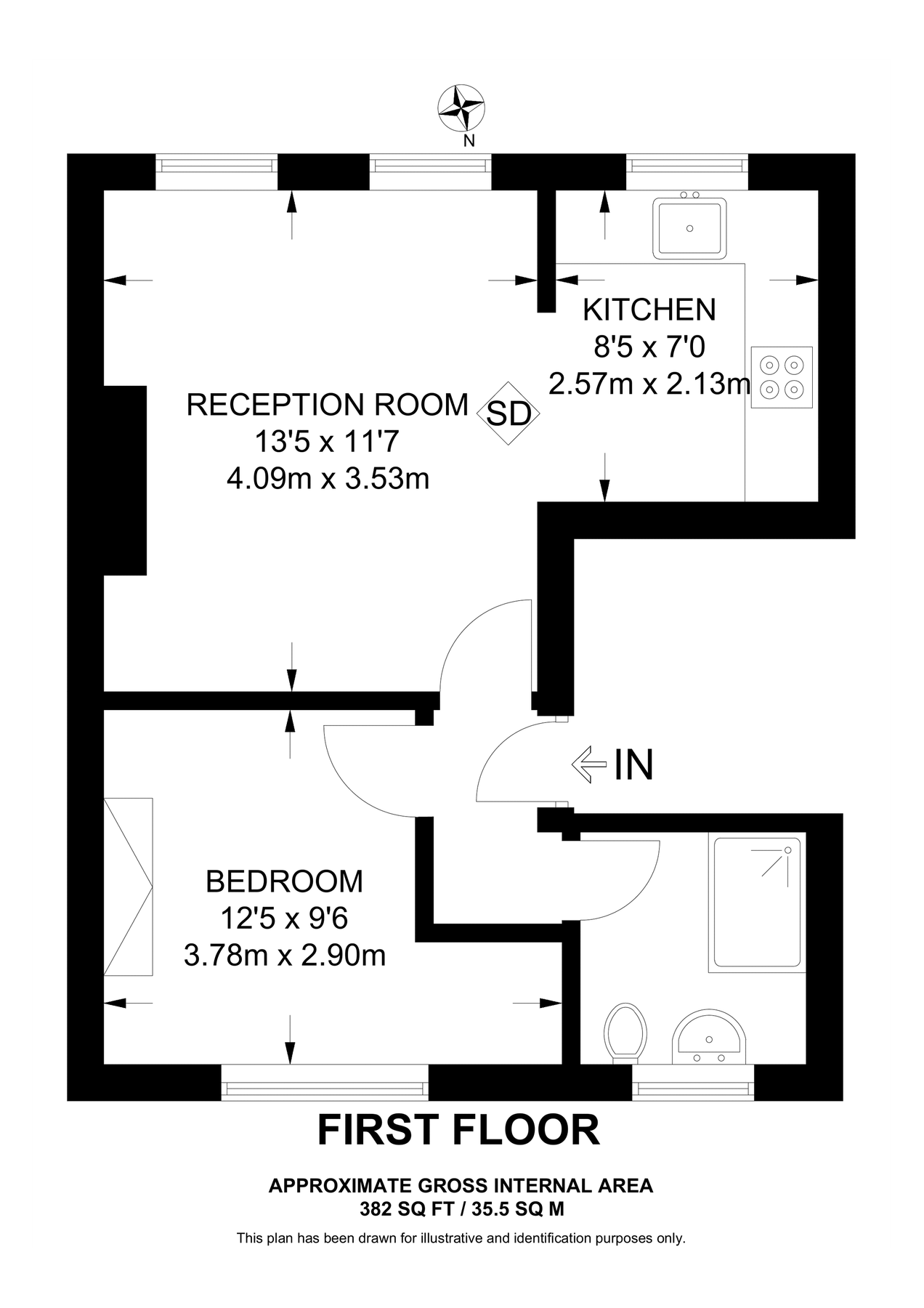 1 bed flat to rent in The Crossway, London, 5Qs, Wood Green, London N22