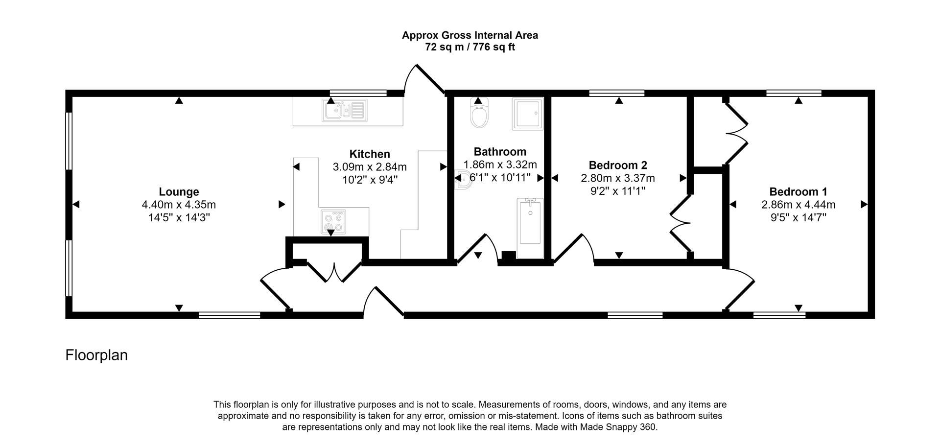 2 bed semidetached bungalow for sale in Riverside Road, Kirkfieldbank