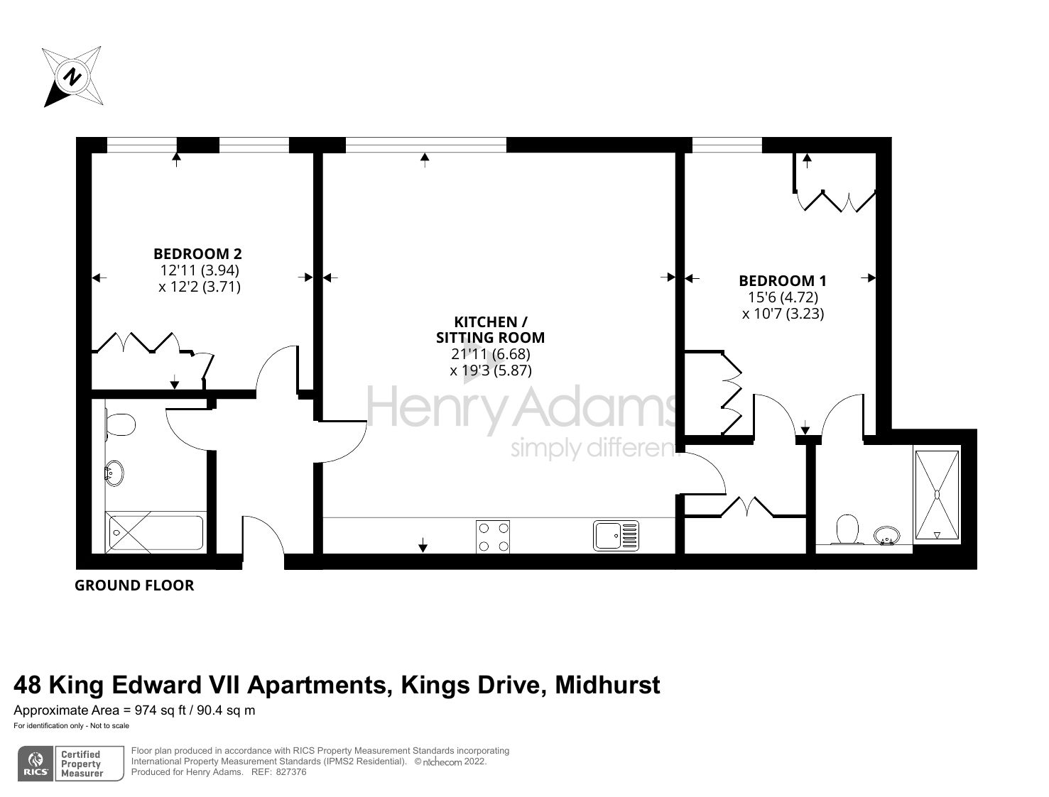 2 bed flat to rent in 48 King Edward Vii Apartments, Kings Drive