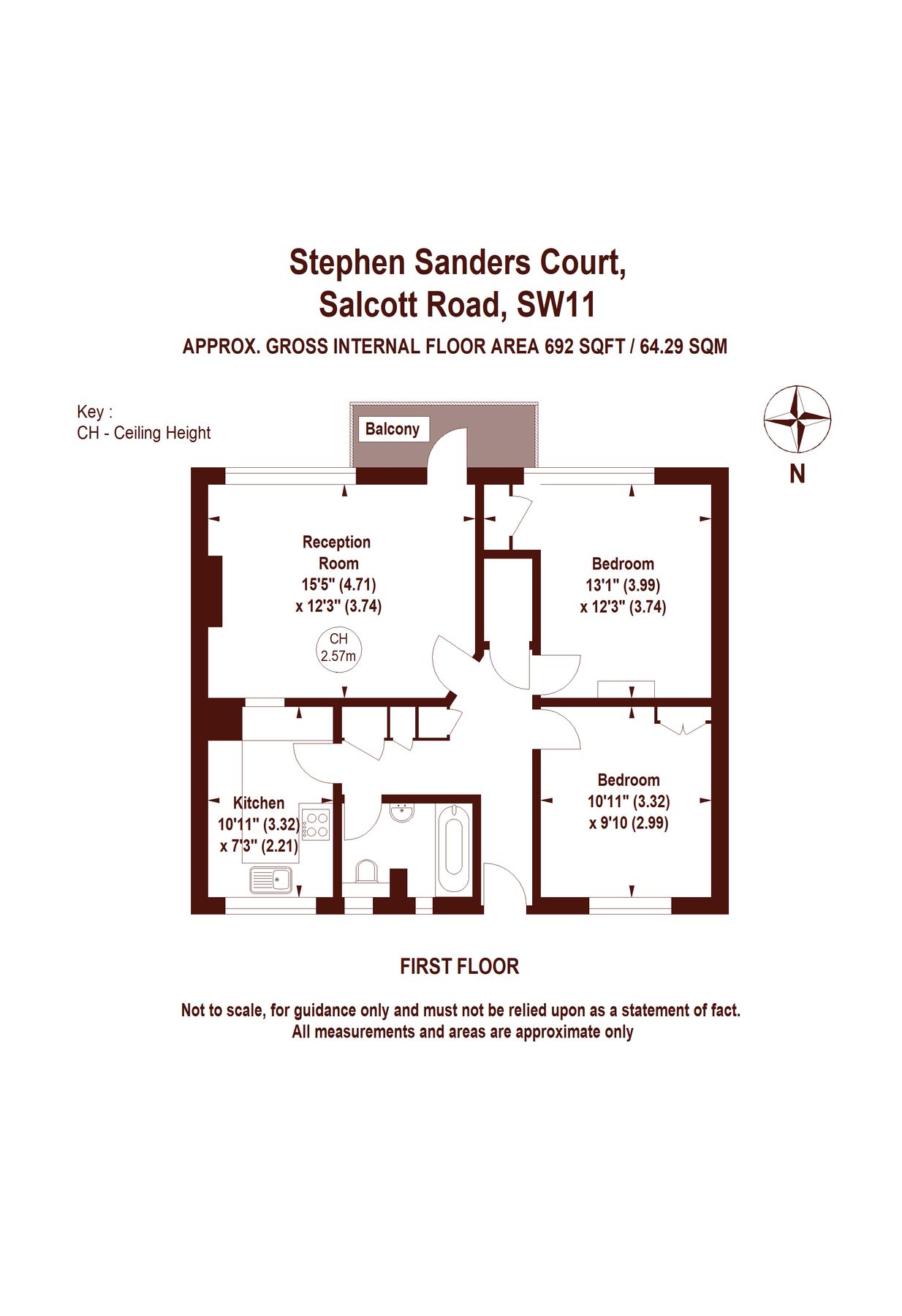 2 bed flat for sale in Stephen Sanders Court, Salcott Road, London SW11