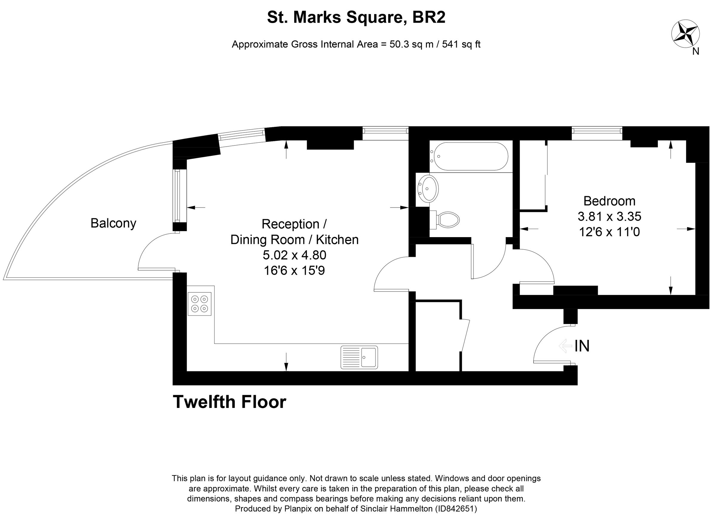 1 bed flat for sale in Brouard Court, 13 St. Marks Square, Bromley