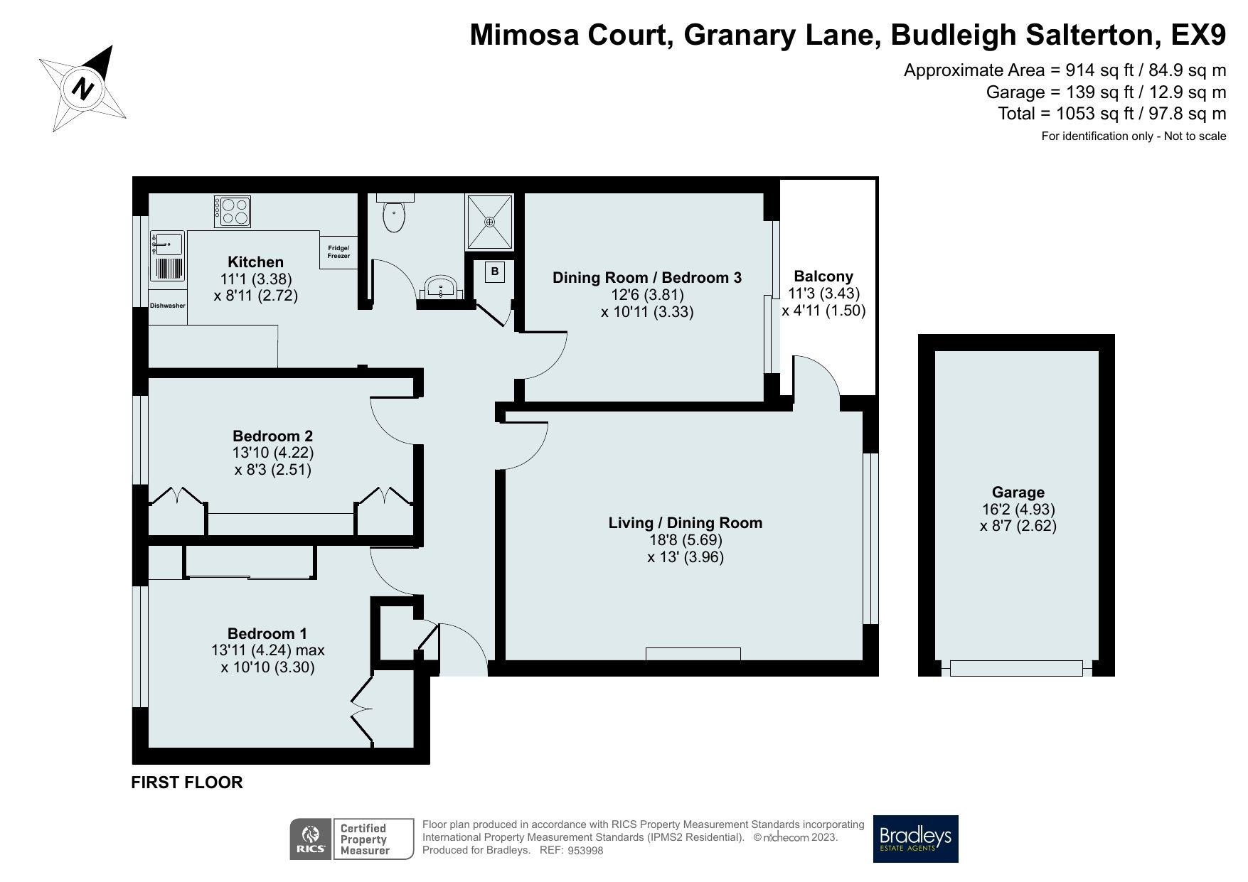 3 bed flat for sale in Mimosa Court, Granary Lane, Budleigh Salterton