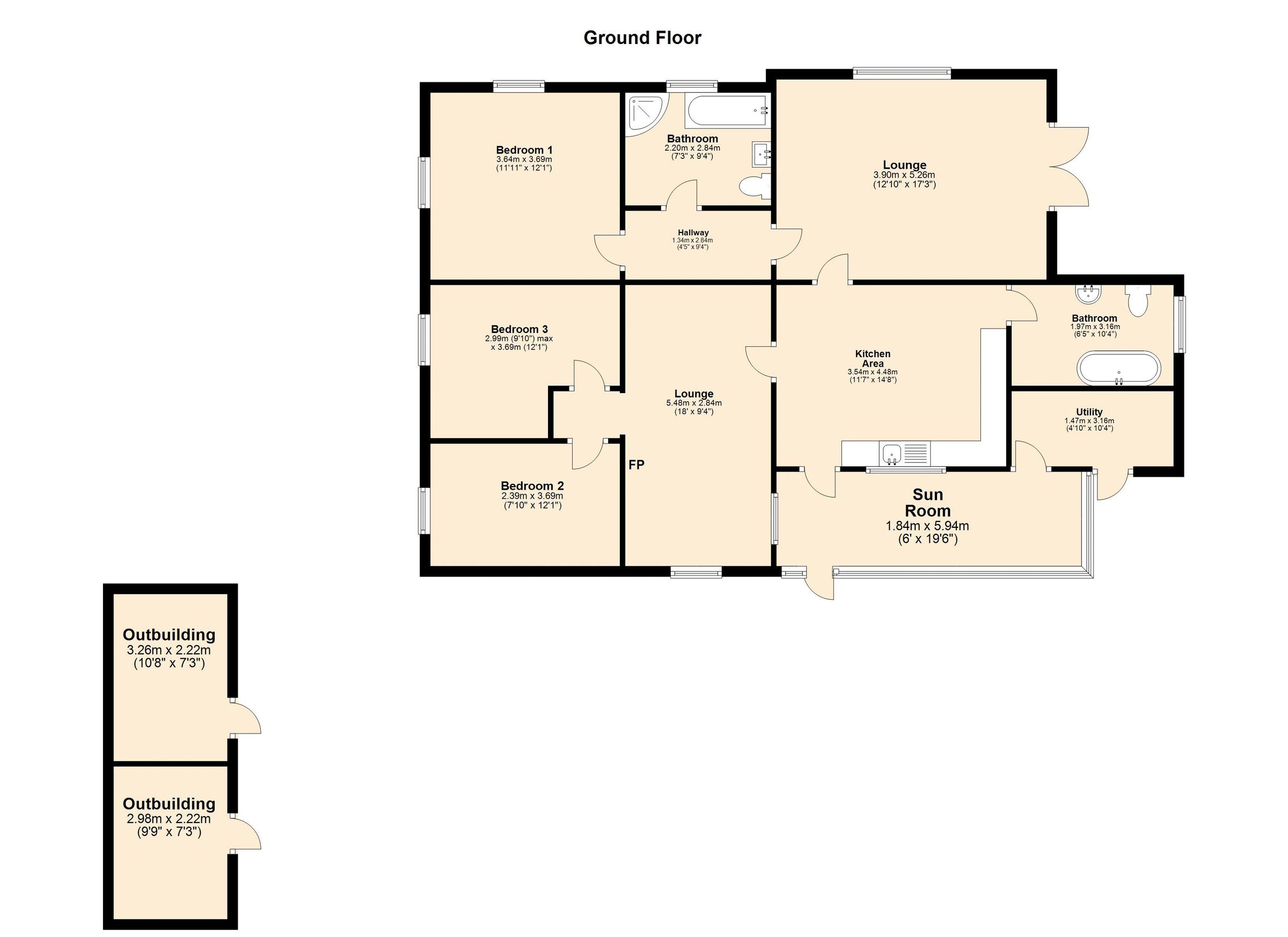 3 bed detached bungalow for sale in Creeton Road, Little Bytham