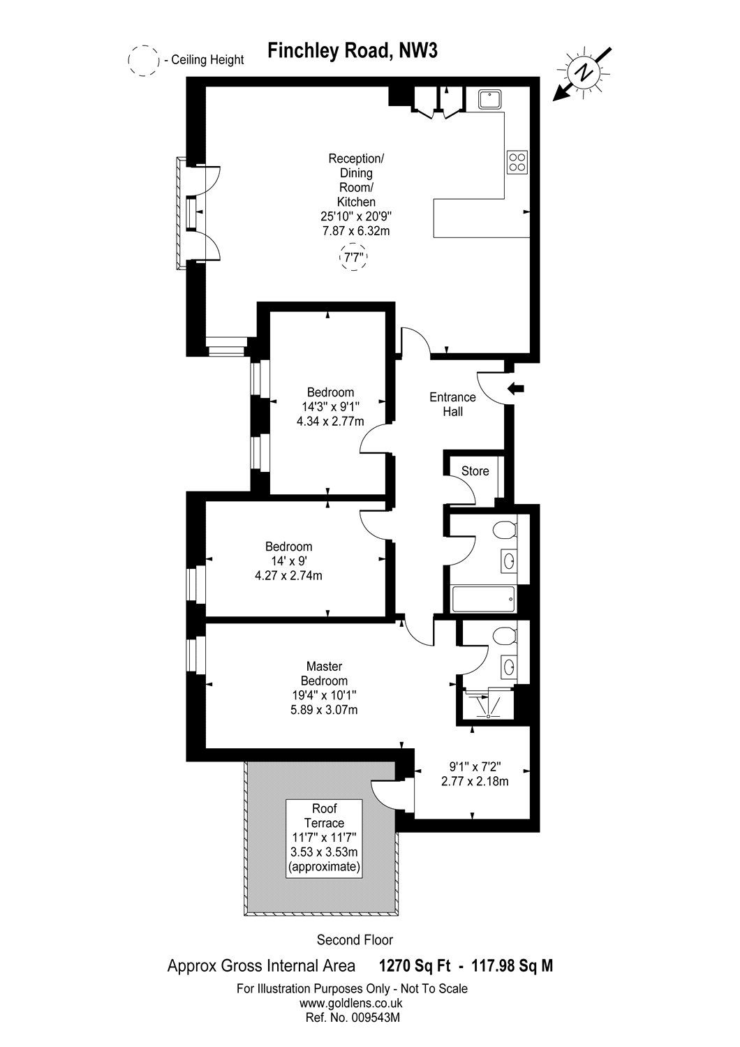 3 bed flat to rent in Viridium Apartments, 264270 Finchley Road