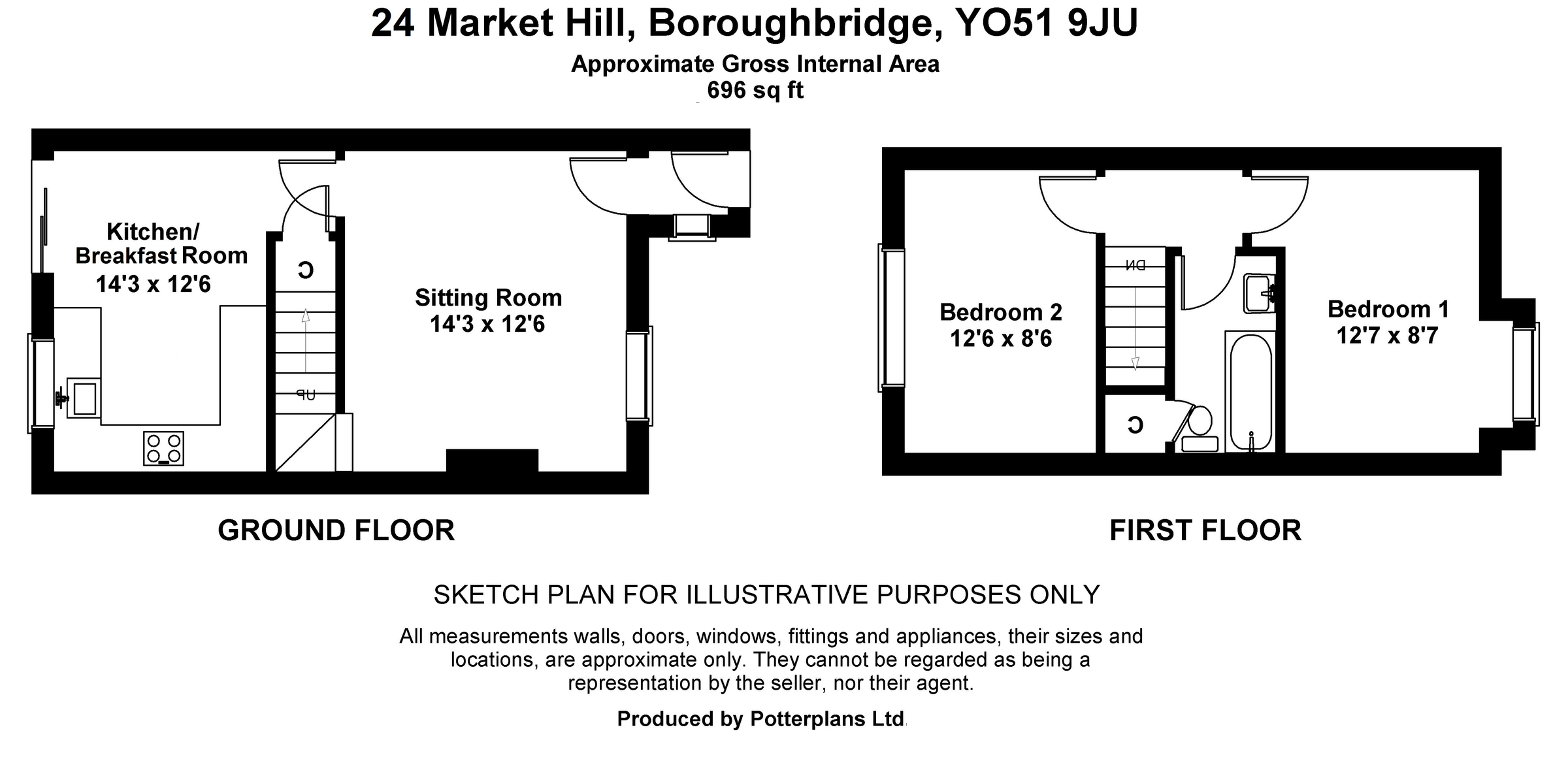 2 bed semidetached house for sale in Market Hill, Boroughbridge, York