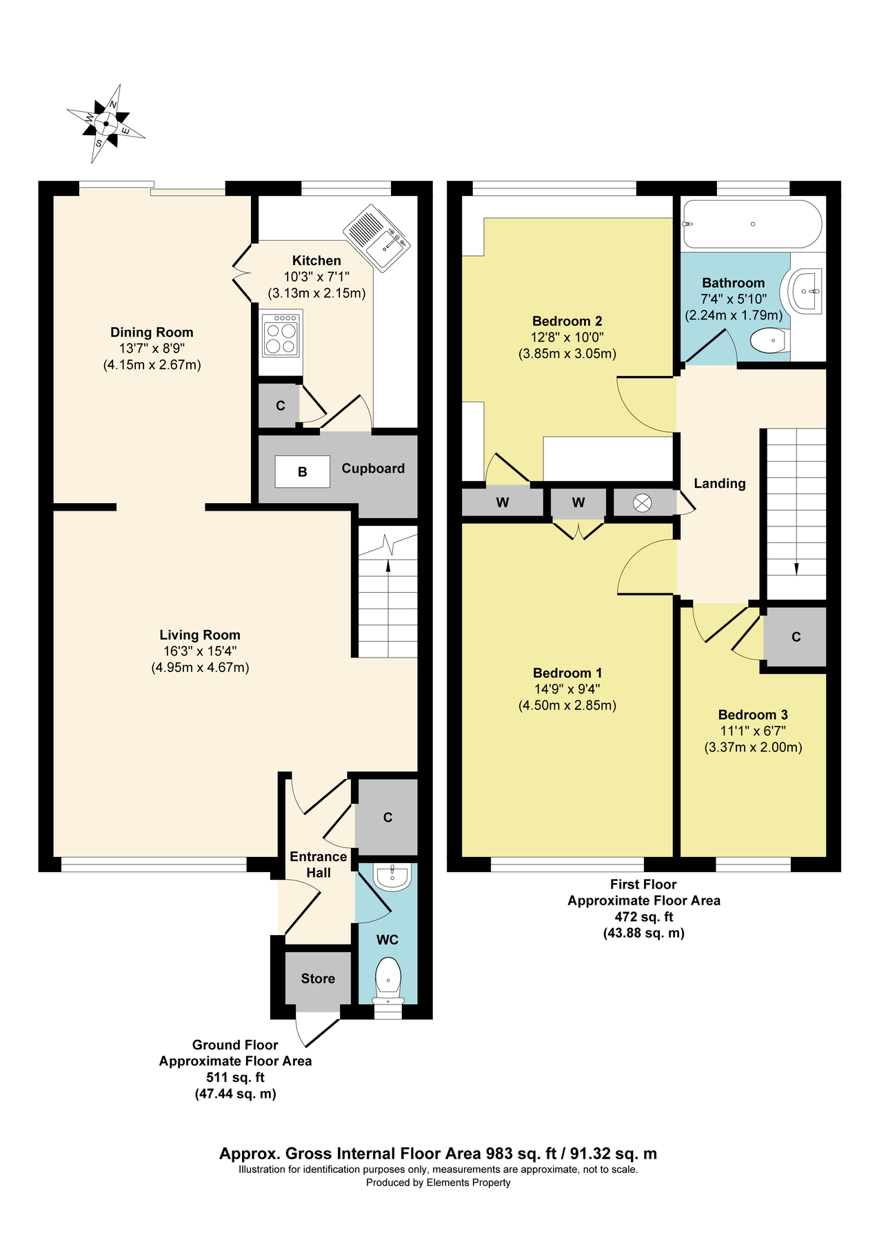 3 bed terraced house for sale in Buckingham Gardens, West Molesey