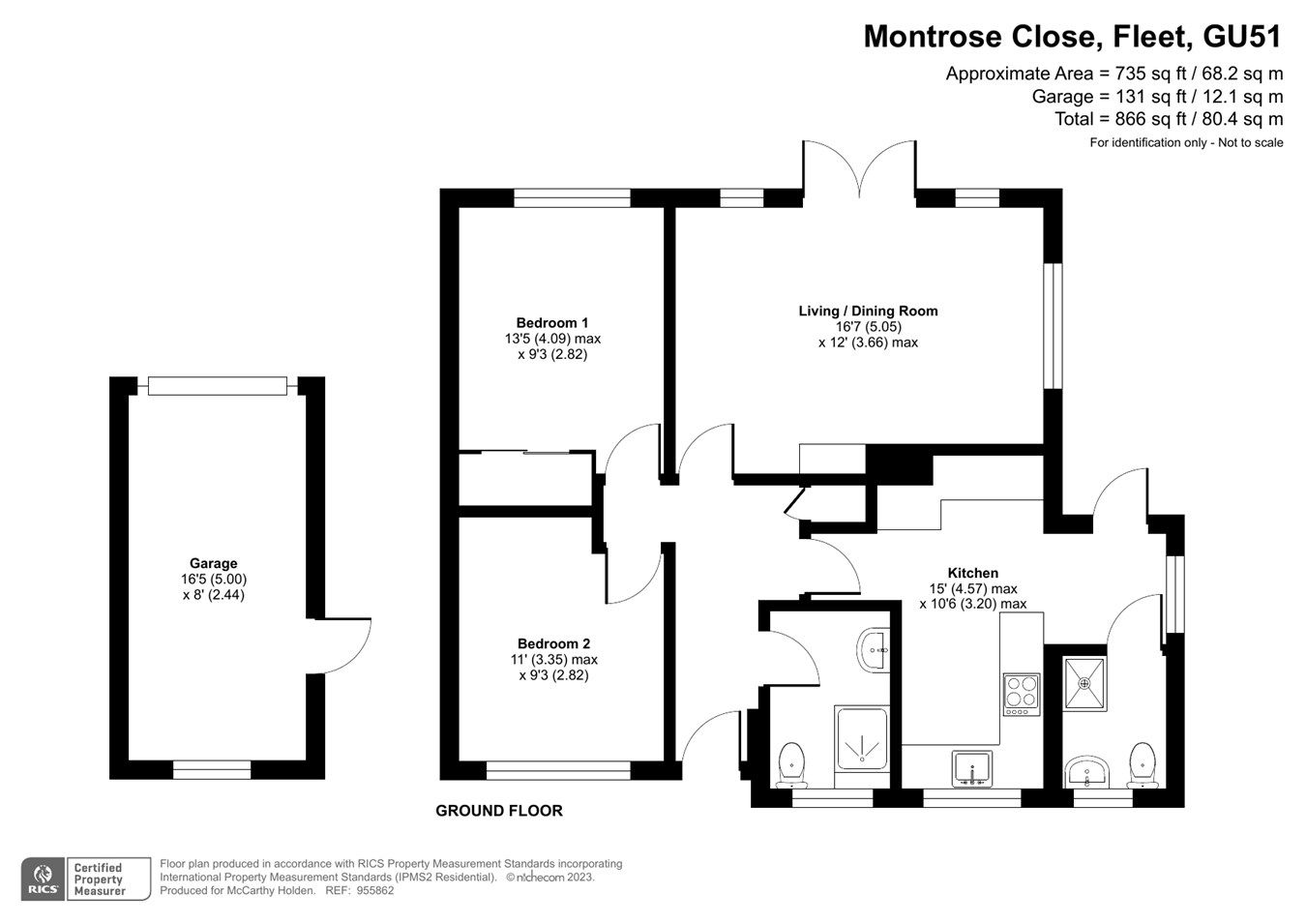 2 bed semidetached bungalow for sale in Montrose Close, Fleet GU51