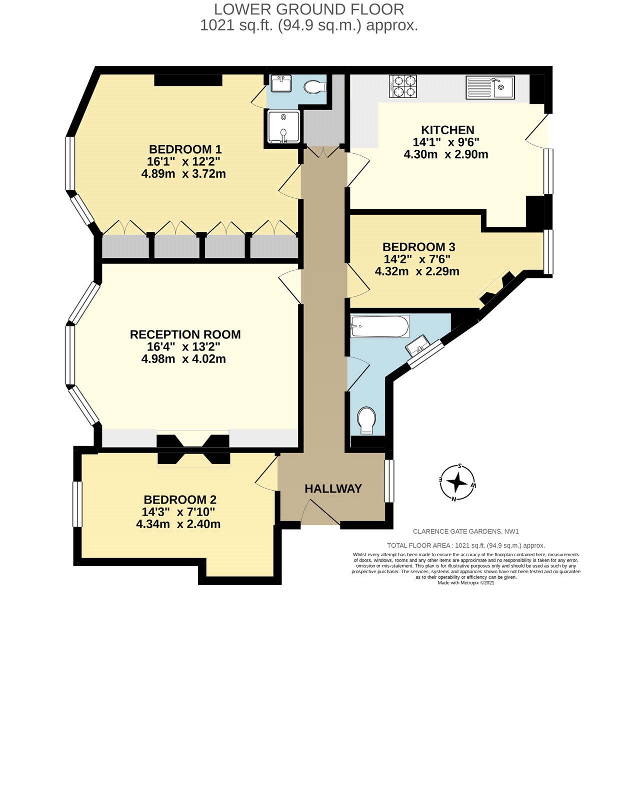 3 bed flat for sale in Clarence Gate Gardens, Glentworth Street