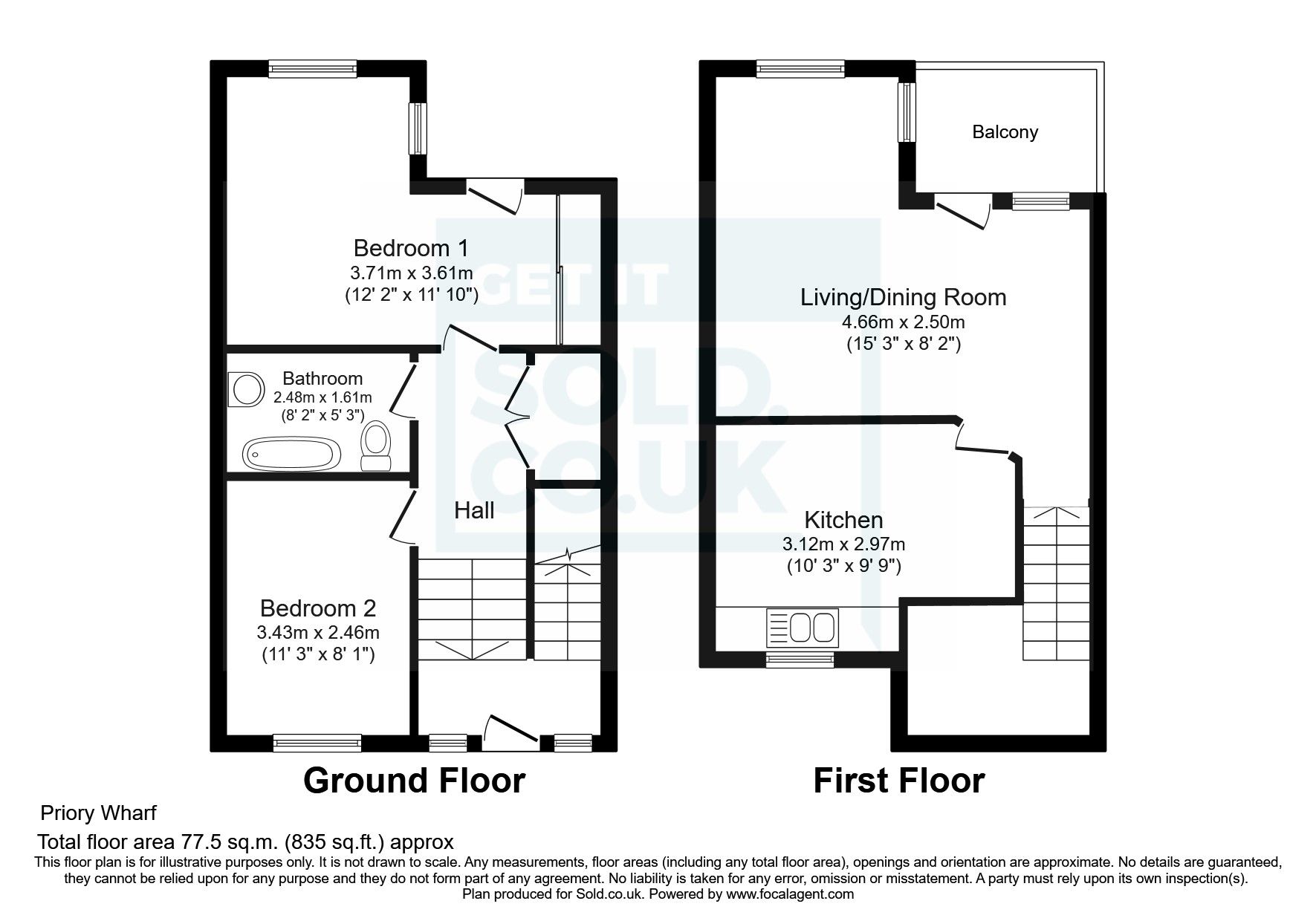 2 bed terraced house for sale in Priory Wharf, Birkenhead, Merseyside