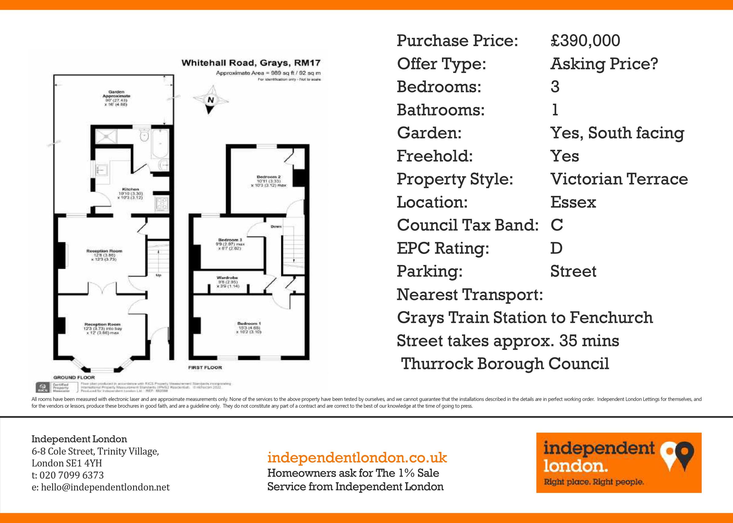 3 bed terraced house for sale in Whitehall Road, Grays RM17 Zoopla