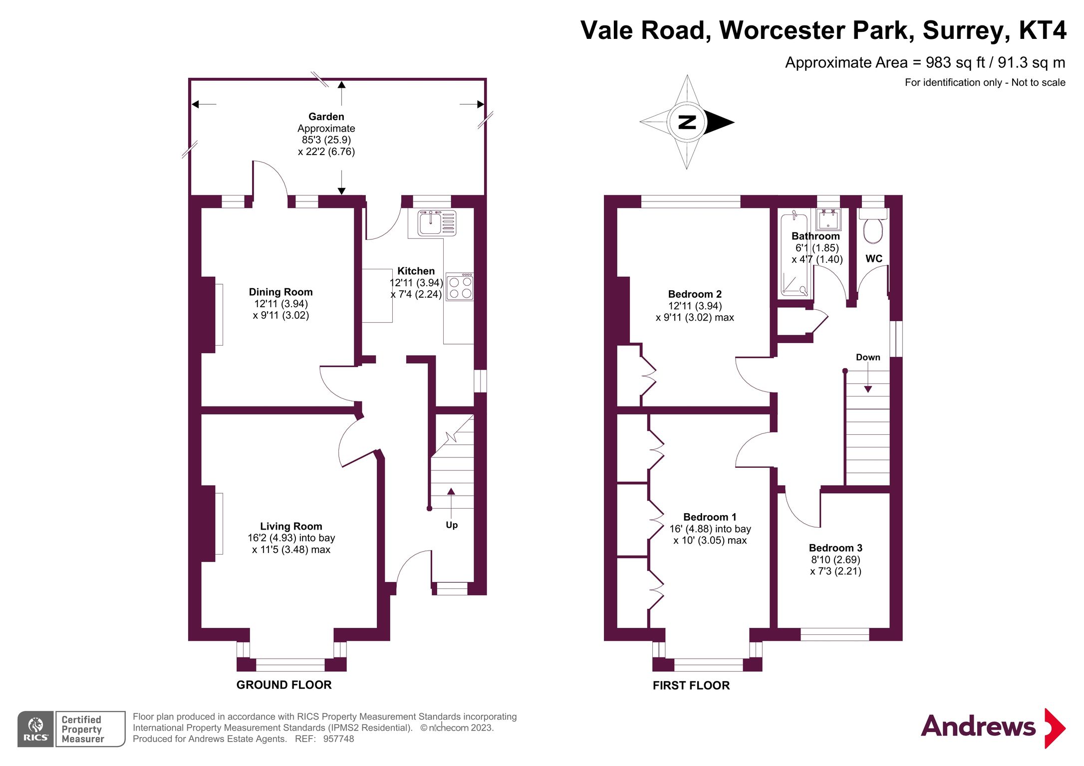 3 bed semidetached house for sale in Vale Road, Worcester Park, Surrey