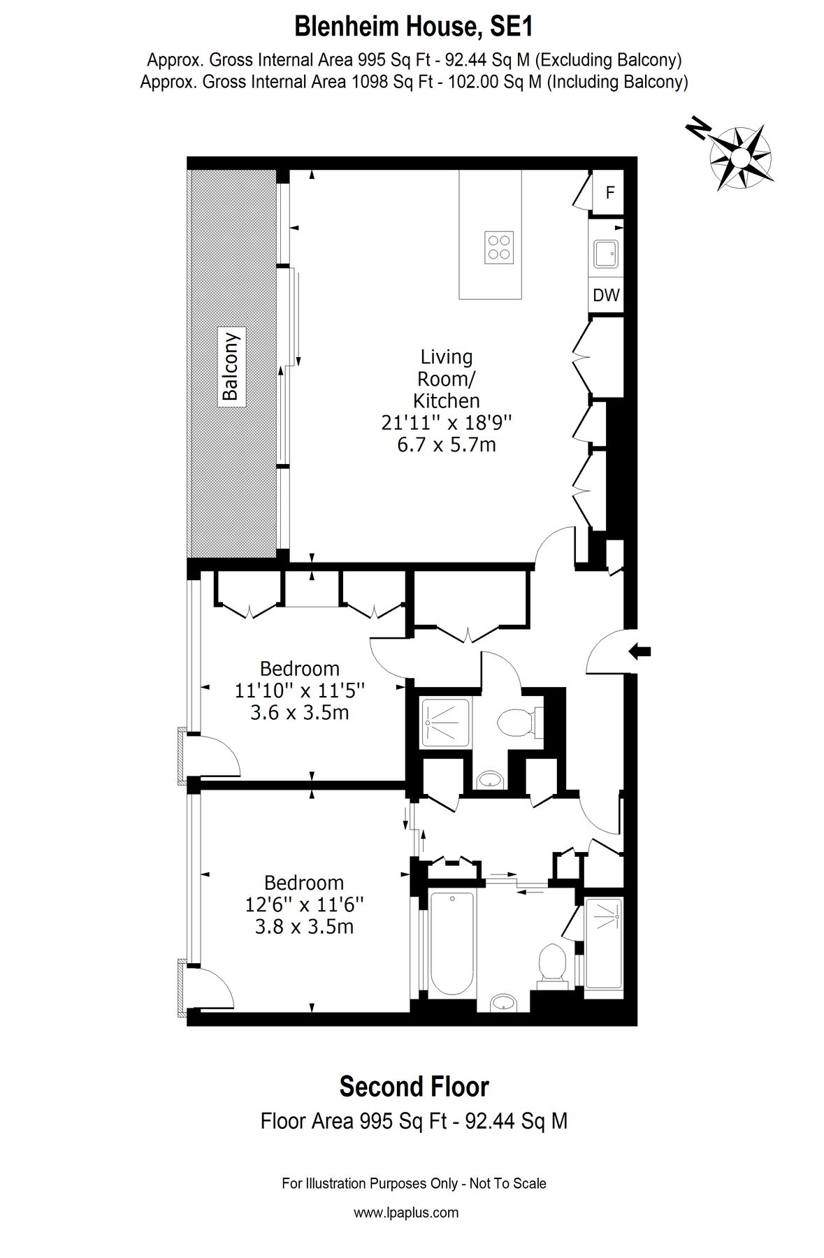 2 bed flat to rent in Blenheim House, Crown Square, London SE1 Zoopla