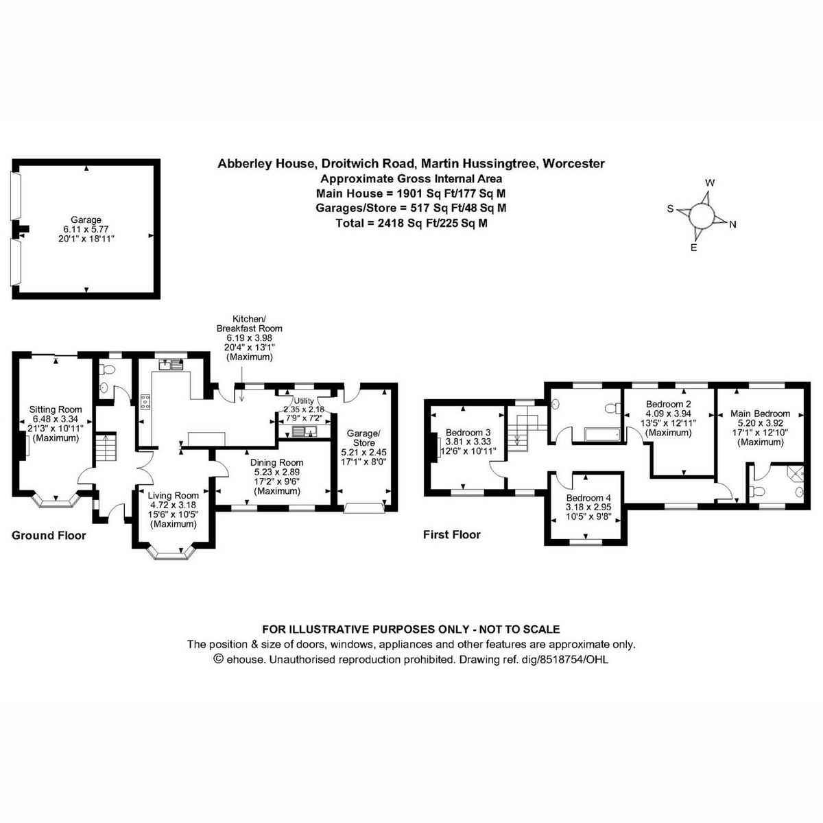 4 bed country house for sale in Droitwich Road, Martin Hussingtree