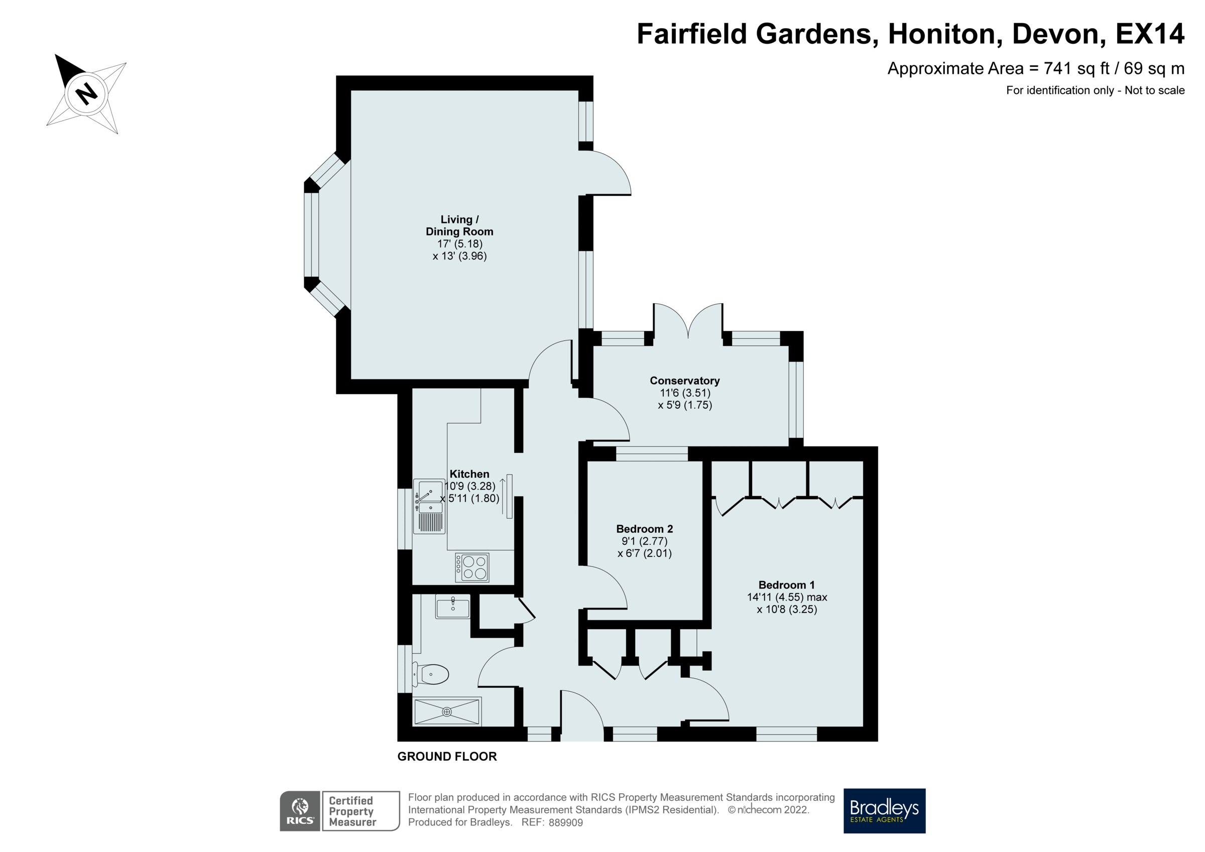 2 bed terraced bungalow for sale in Fairfield Gardens, Honiton, Devon