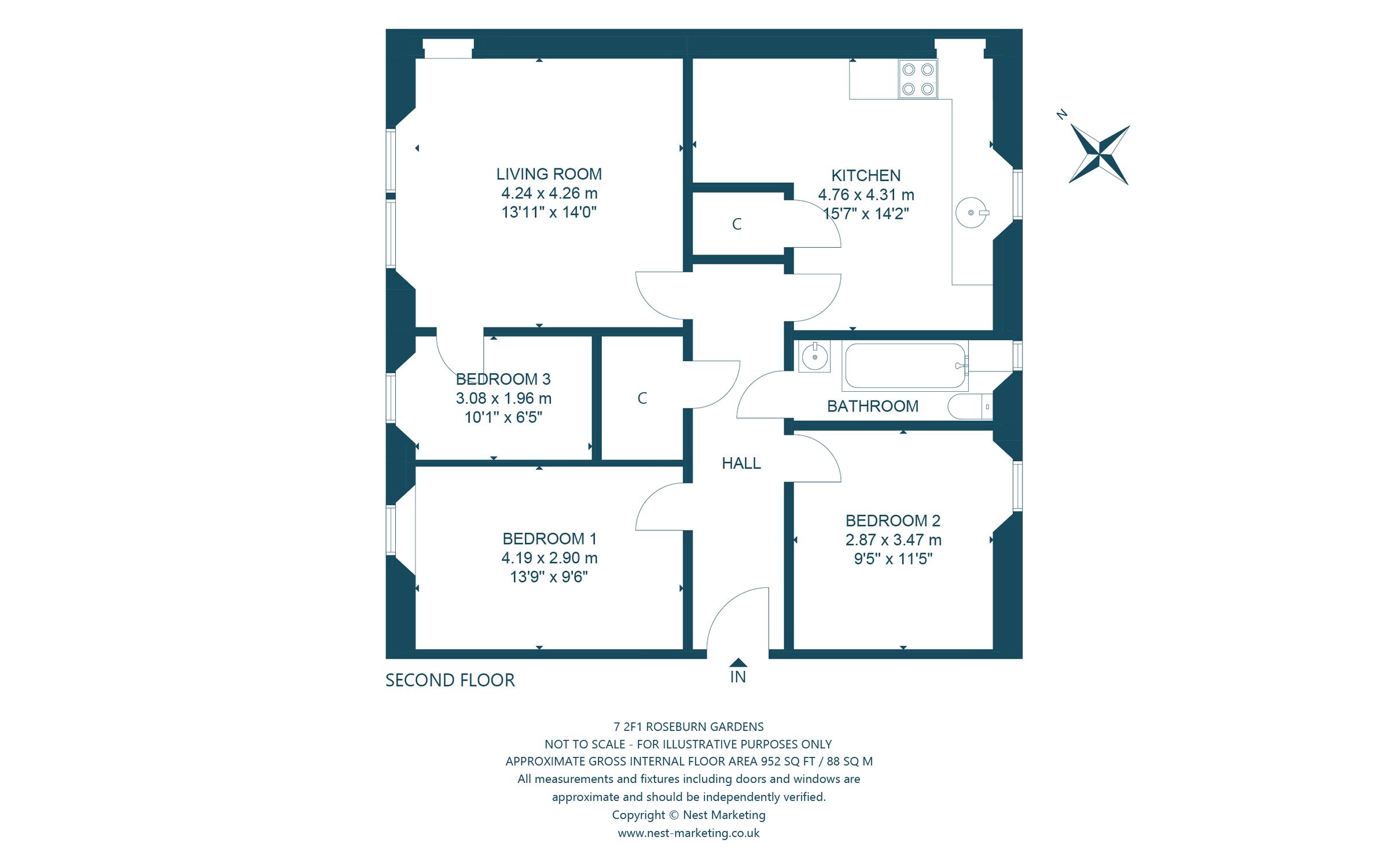 3 bed flat for sale in 7 (2F1) Roseburn Gardens, Roseburn, Edinburgh