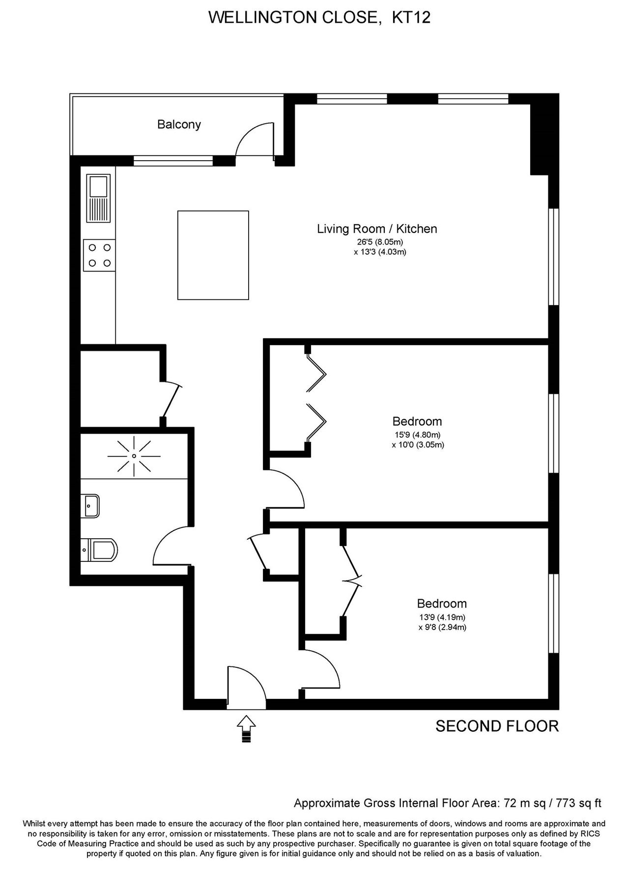 2 bed flat for sale in Wellington Close, WaltonOnThames KT12 Zoopla