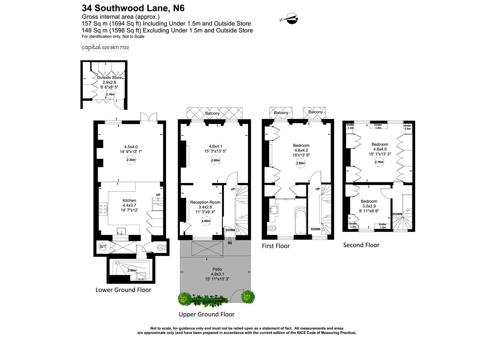3 bed terraced house for sale in Southwood Lane, Highgate, London N6