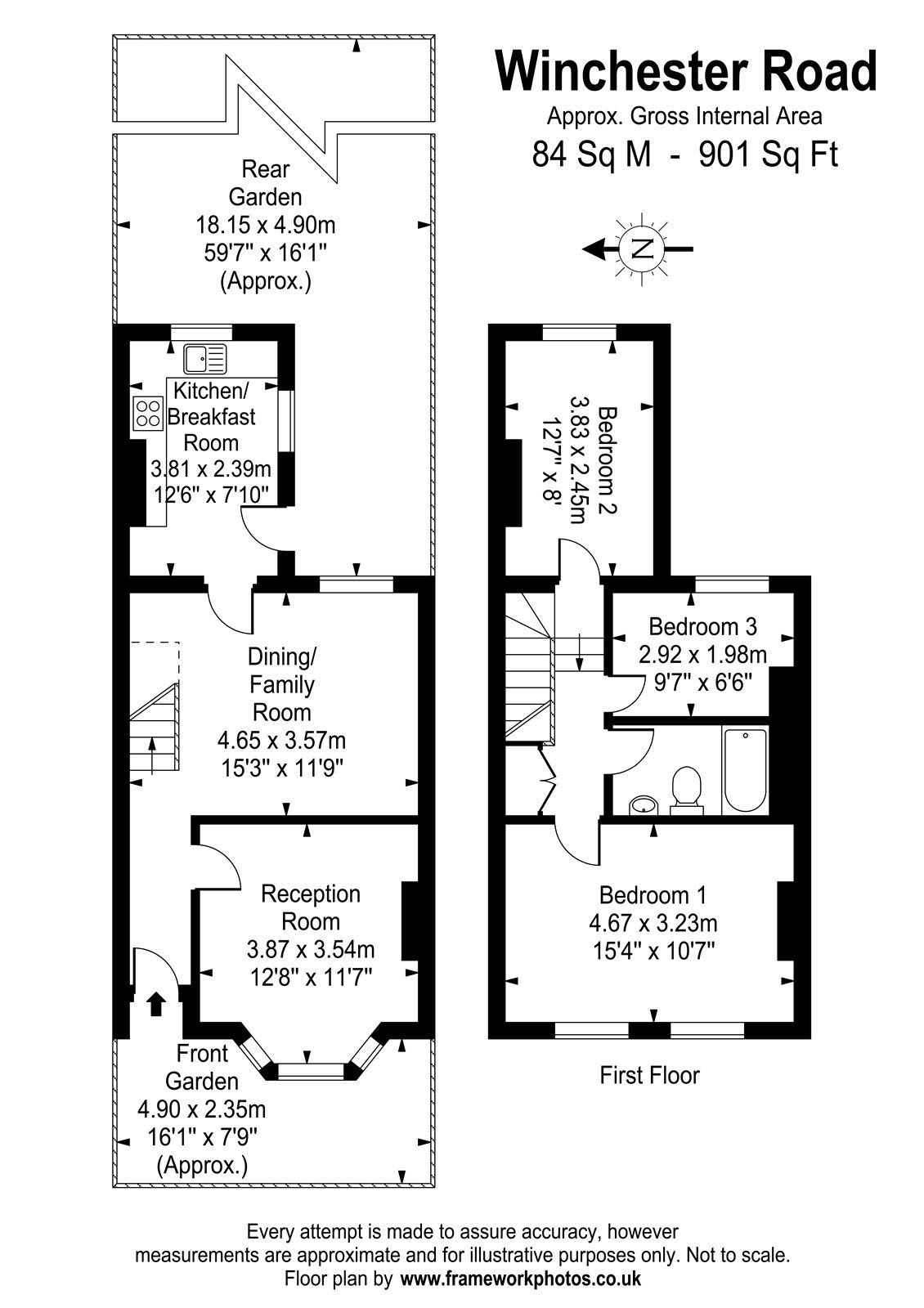 3 bed terraced house for sale in Winchester Road, St Margarets, Middx